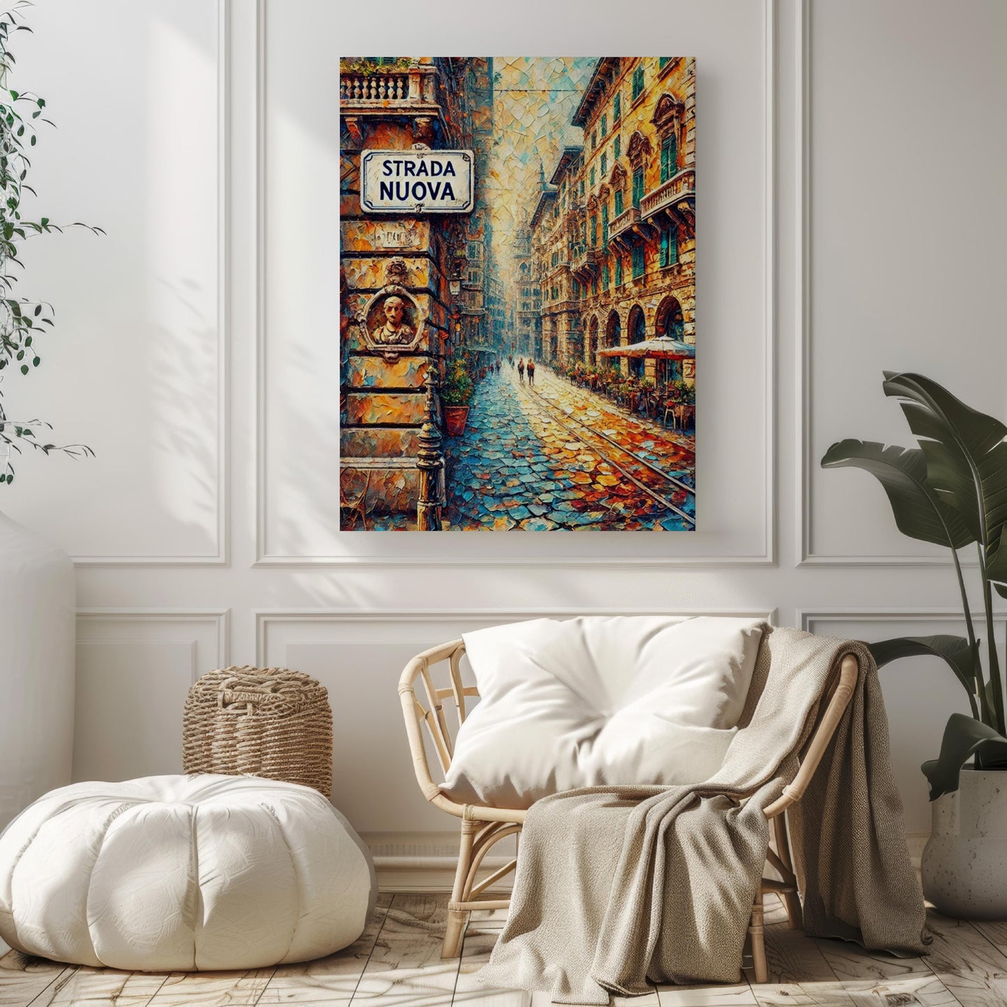 Italian Strada Nuova Wall Art Print – Genoa Travel Poster, Italian Home Decor, Souvenir Gift, Housewarming & Italian Art Print