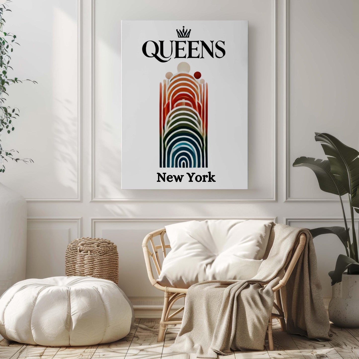 Queens Print Wall Art, New York City Travel Decor, NYC Gift, College Dorm Decor, Housewarming Present, Modern Queens NYC Artwork