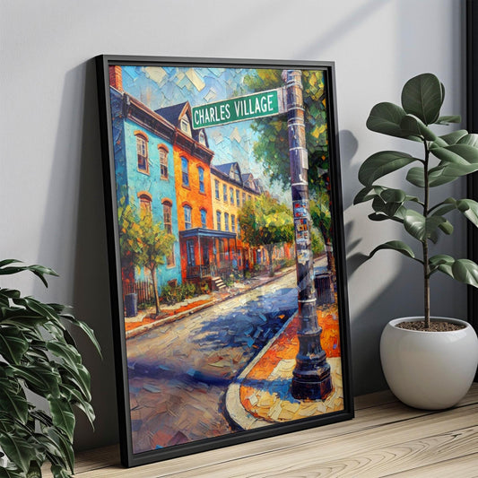 Baltimore Charles Village Wall Art Print – Maryland Travel Poster, Baltimore Gift & Housewarming Decor