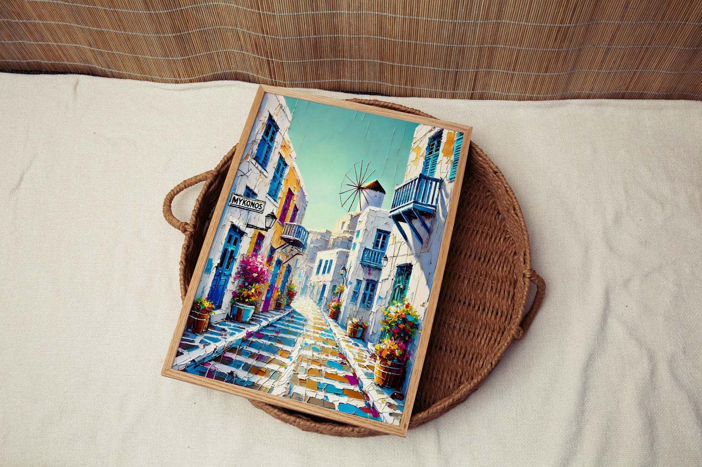 Mykonos Art: Stylish Greek Wall Art Print, Travel Poster, Housewarming & Greek Gift, European Decor, Mykonos Artwork for Home or Office