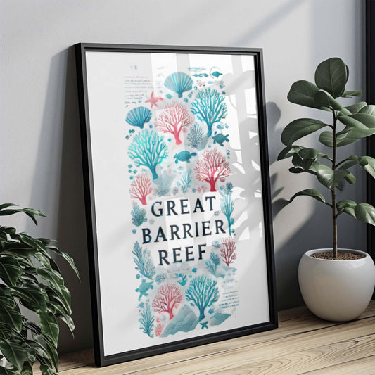 Great Barrier Reef Wall Art Print – Vibrant Ocean Marine Decor Travel Poster for Home, Office & Gift, Housewarming College Wall Art