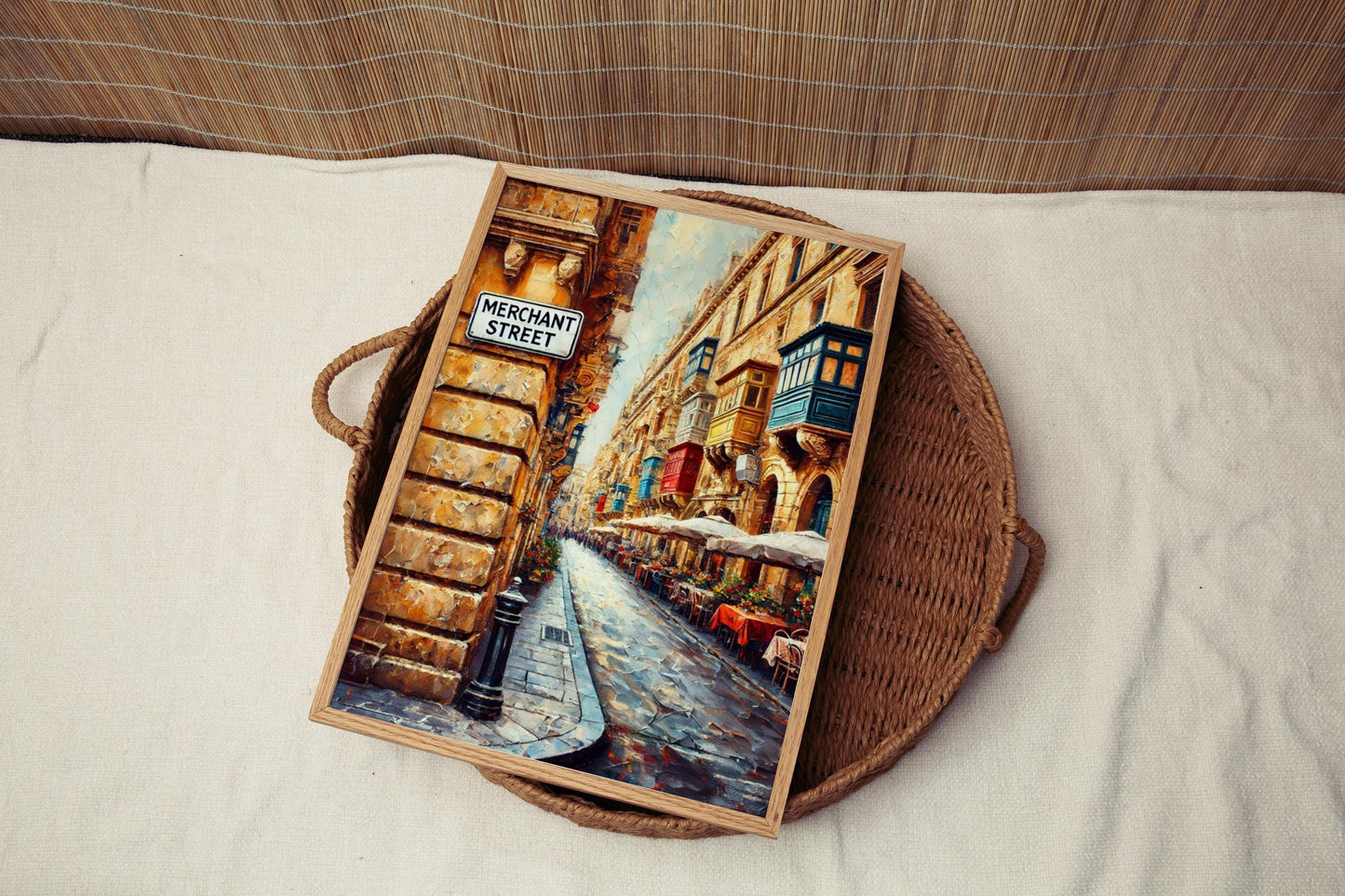 Malta Merchant St Wall Art Print - European Travel Poster, Housewarming Gift, Souvenir Malta Art, Merchant Street Travel Print