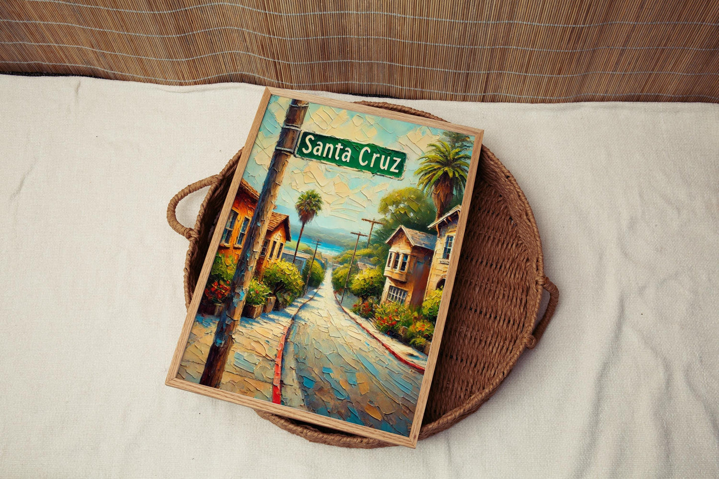 California Santa Cruz Wall Art, Travel Print, Coastal Home Decor, California Gift, Beach Poster, USA Souvenir, Housewarming Present