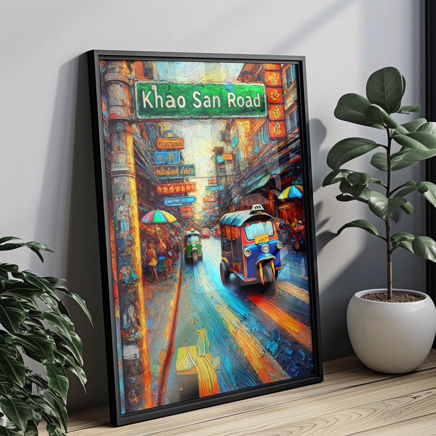 Khao San Road Wall Art Print, Bangkok Travel Poster, Thailand Gift, Khao San Rd Map, Housewarming Decor, Thai Travel Art, Unique Souvenir