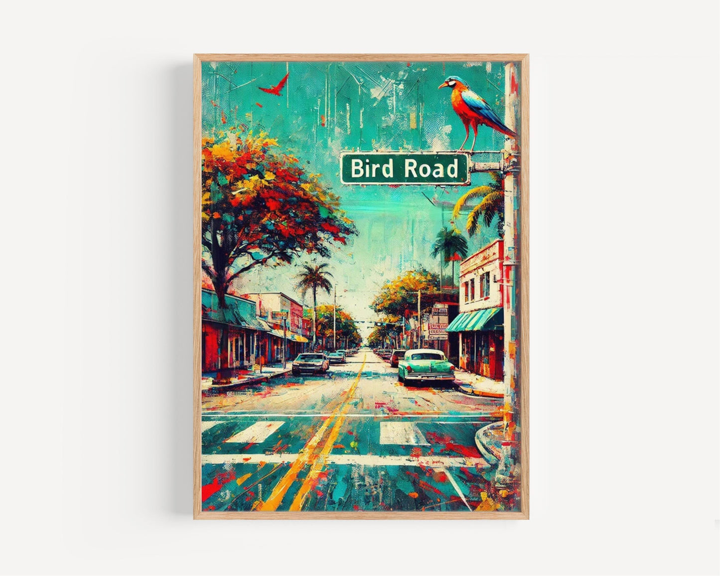 Miami Bird Rd Wall Art Print - Florida Travel Poster, Miami Artwork, Housewarming & Florida Gift, Coastal Wall Decor
