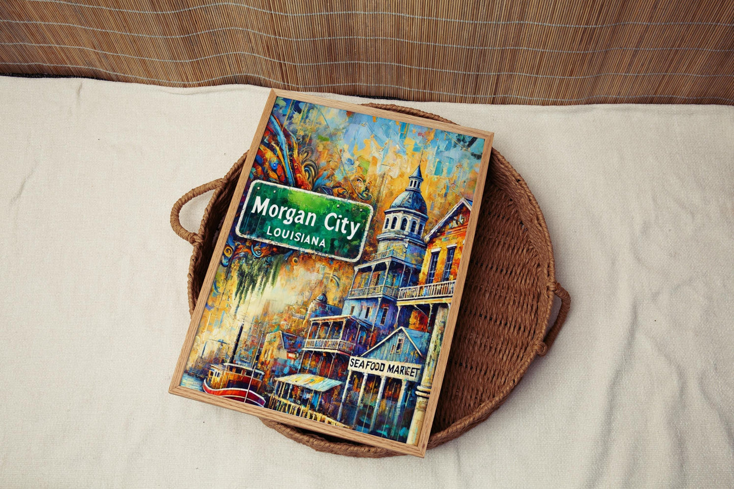 Louisiana Morgan City Wall Art Print - Travel Poster, Louisiana Gift, American Art Decor, Housewarming & Home Decoration