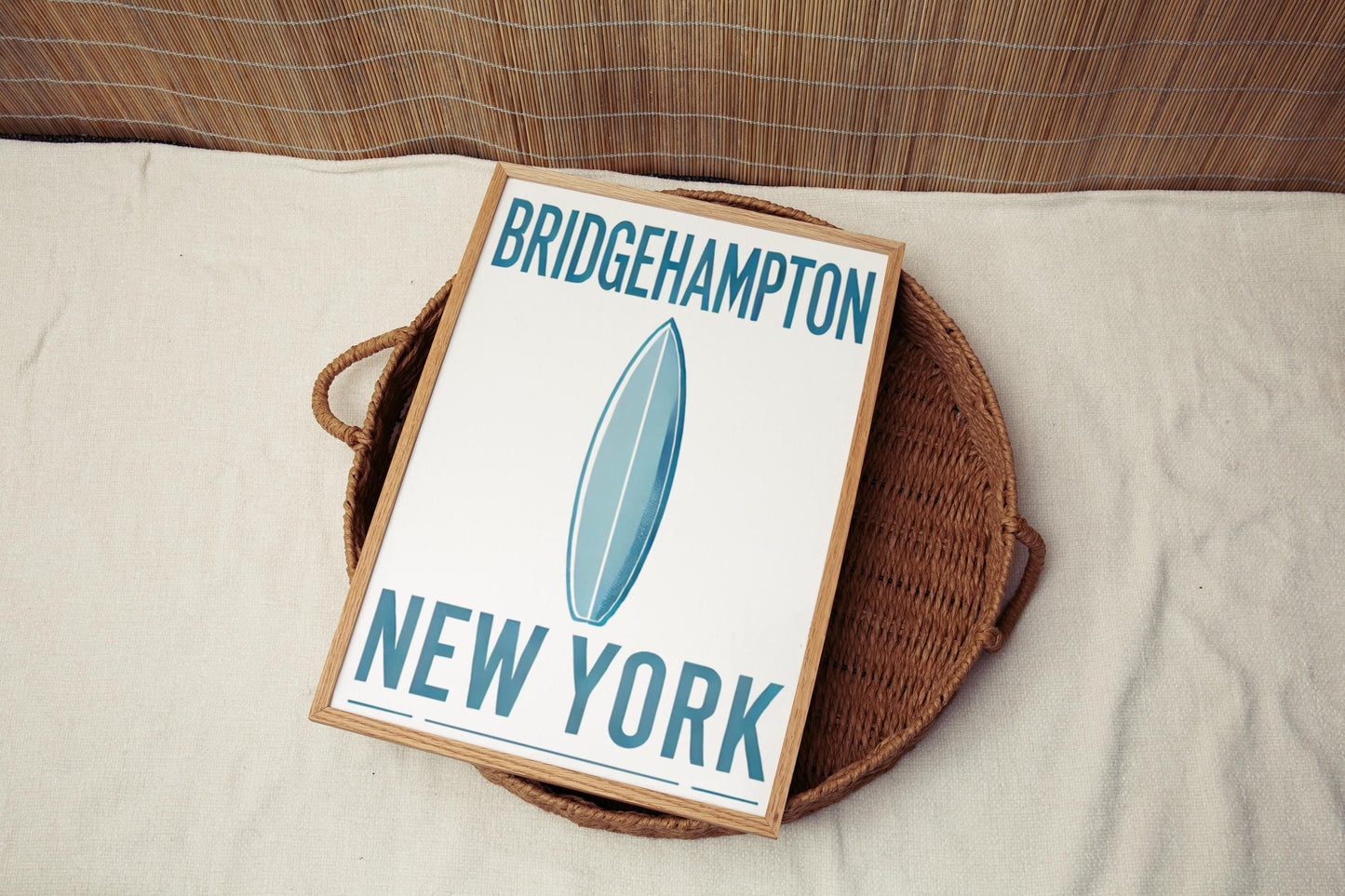New York Bridgehampton Wall Art Print, Travel Home Decor, NY Gift, Housewarming & College Room Artwork, Coastal Style Poster