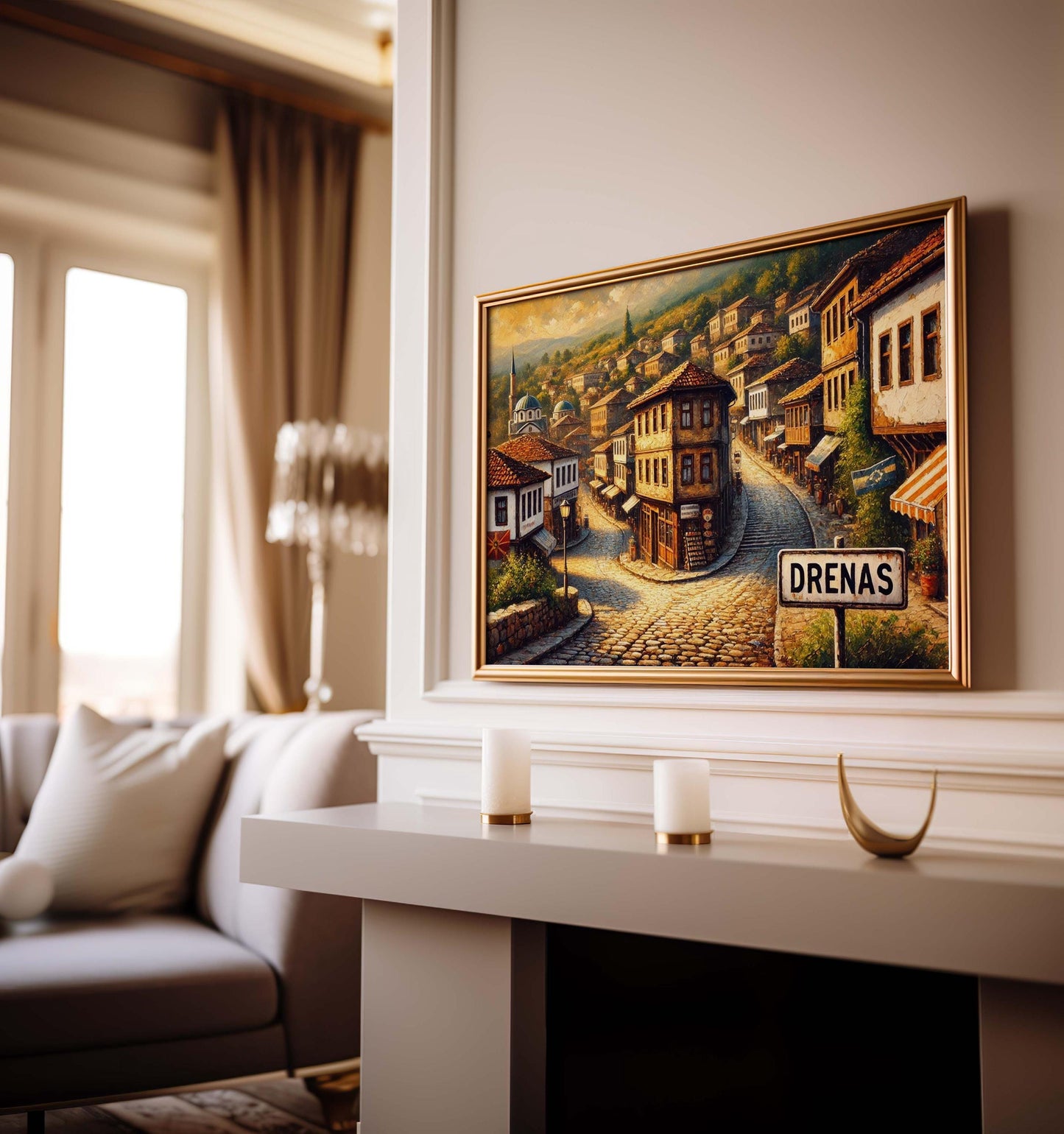 Drenas Art Print - Kosovo City Wall Art, Travel Poster, European Home Decor, Housewarming Gift, Drenas Travel Map Illustration