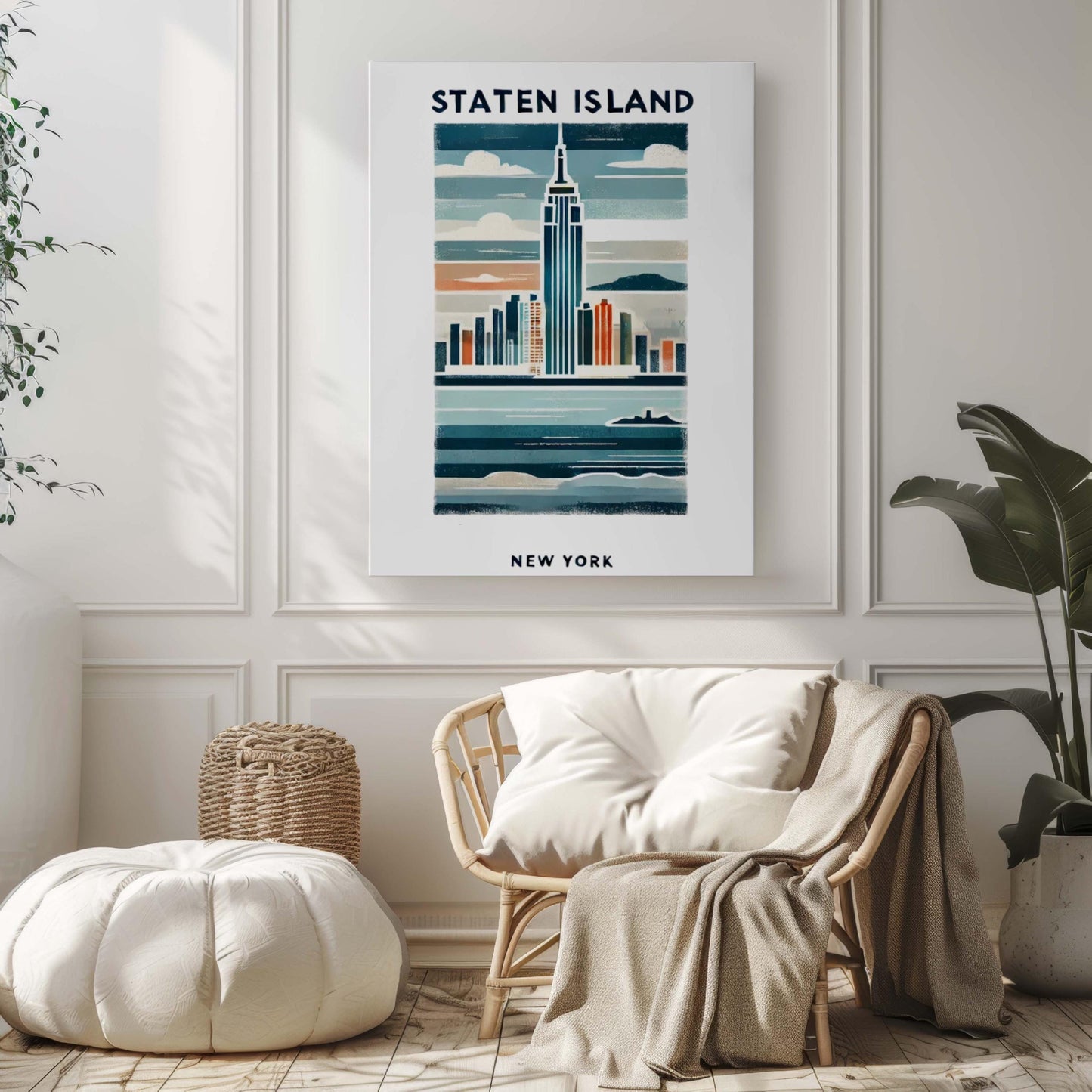 Staten Island Print Wall Art - NYC Travel Decor, New York City Gift, Modern Home & College Dorm Poster, Housewarming Wall Art