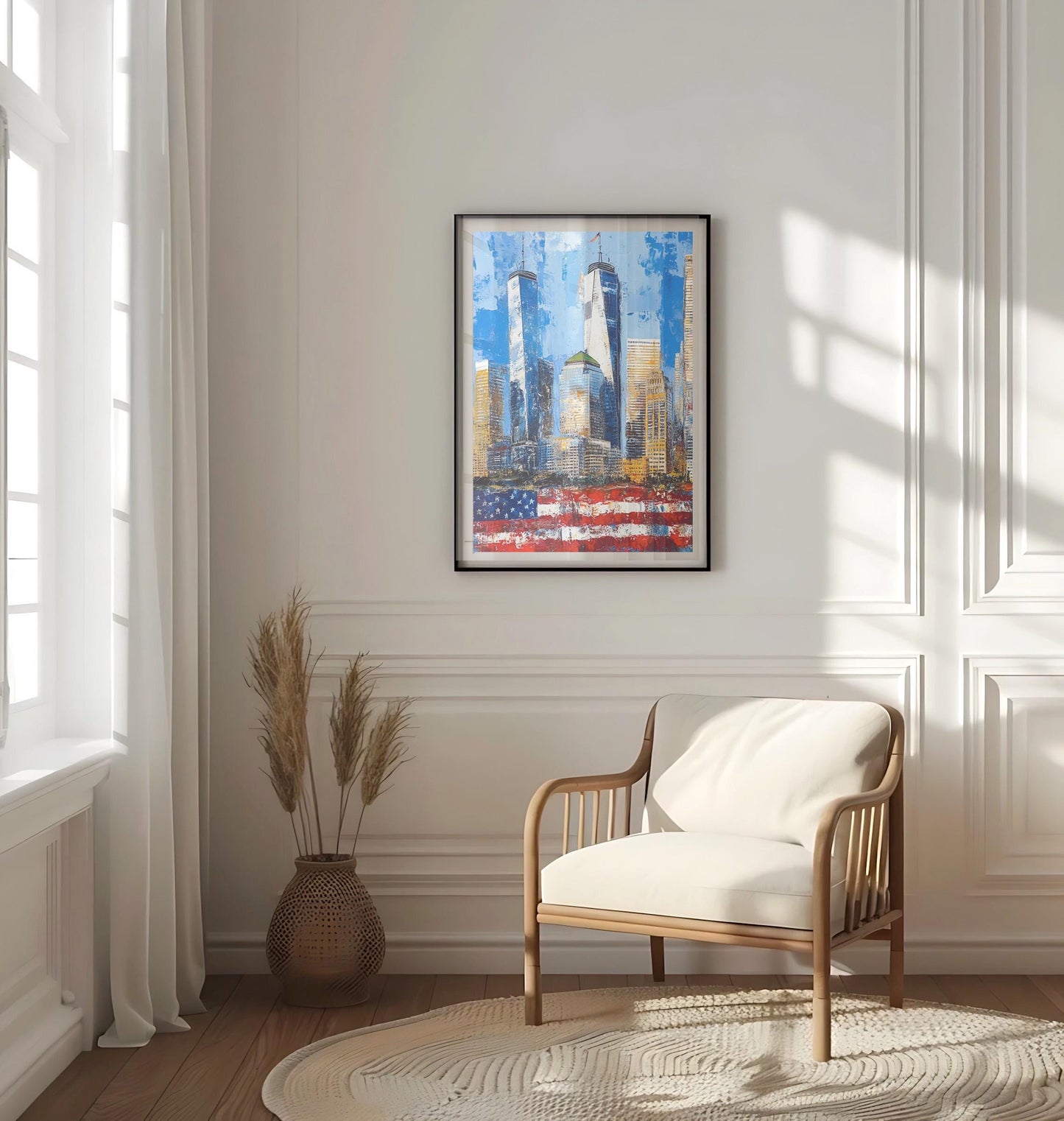 America Skyscrapers Abstract USA Wall Art | Patriotic United States Poster | American Independence Home Decor | Modern USA Cityscape Print