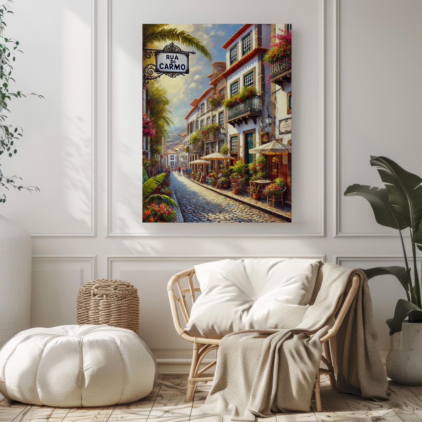 Rua Do Carmo Wall Art Print - Funchal Travel Poster, Madeira Souvenir & Housewarming Gift, Portugal Coastal Decor