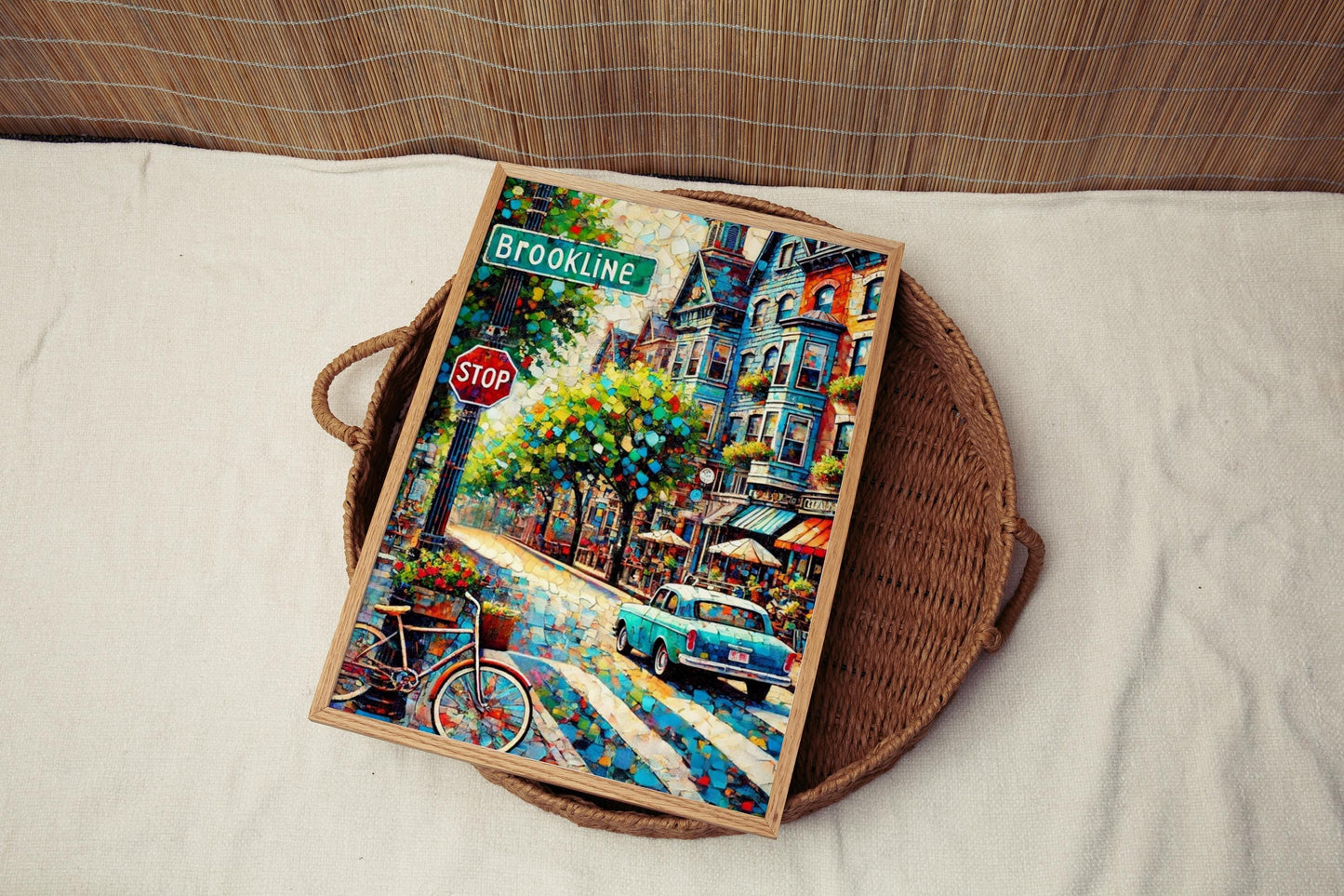 Massachusetts Brookline Wall Art Print - Travel Poster, American Art, Housewarming Gift, Massachusetts Travel Decor