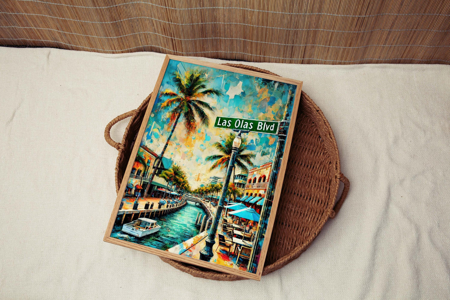 Las Olas Boulevard Wall Art Print, Fort Lauderdale Travel Poster, FL Decor, Housewarming Gift, Beachside Cityscape, Coastal Living Artwork