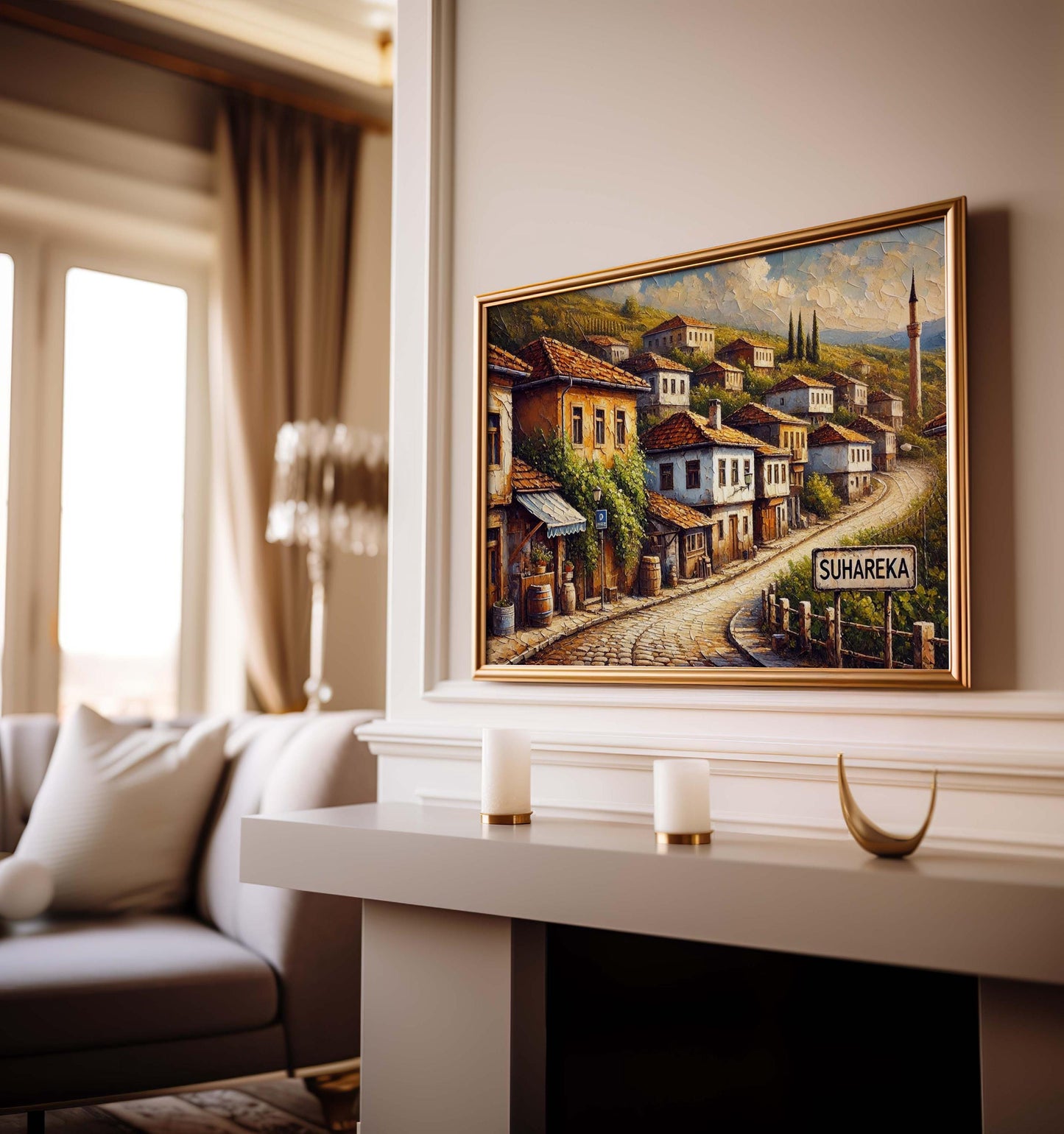 Suhareka Art Travel Print - Kosovo City Wall Art Poster, European Housewarming Gift, Suhareka Map Decor, Travel Poster for Home & Office