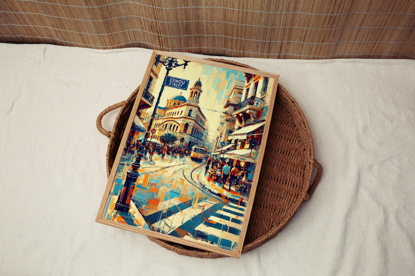 Wall Art Ermou St Athens Print, Greek Travel Poster, Greece Gift, Housewarming Decor, Ermou Street Art Print, Athens Wall Decor