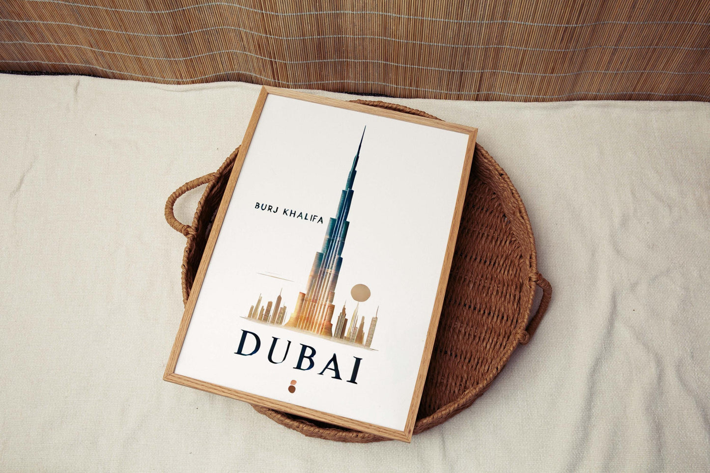 Burj Khalifa Print Wall Art - Dubai Travel Decor, Modern Home & College Gift, Housewarming And Office Poster, UAE Skyline Illustration