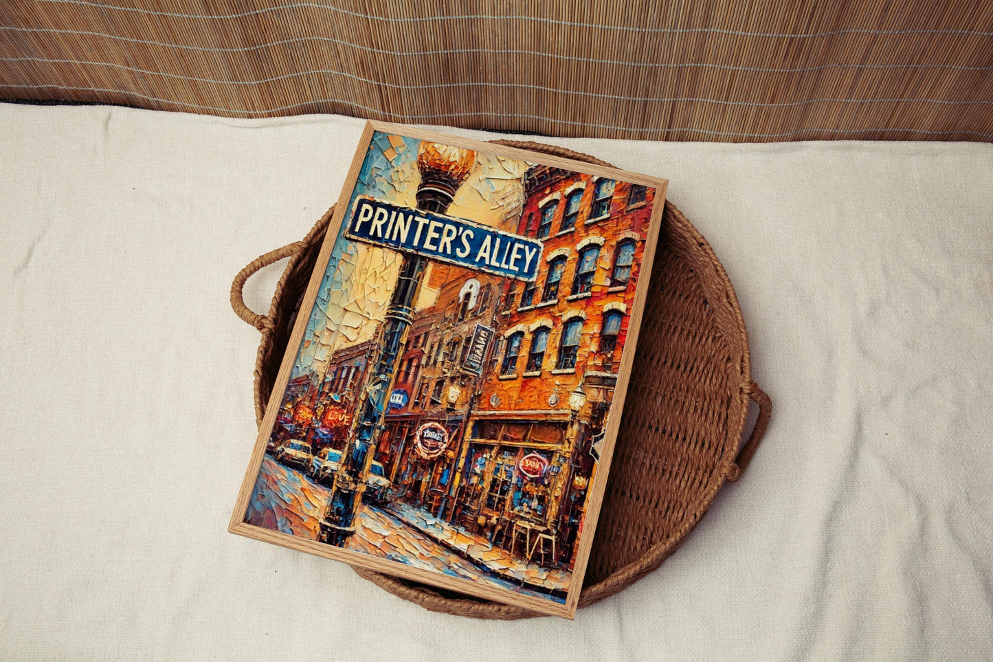 Printer’s Alley Nashville Wall Art | Tennessee Travel Poster | Nashville Decor | Music City Gift | Vibrant Cityscape Print