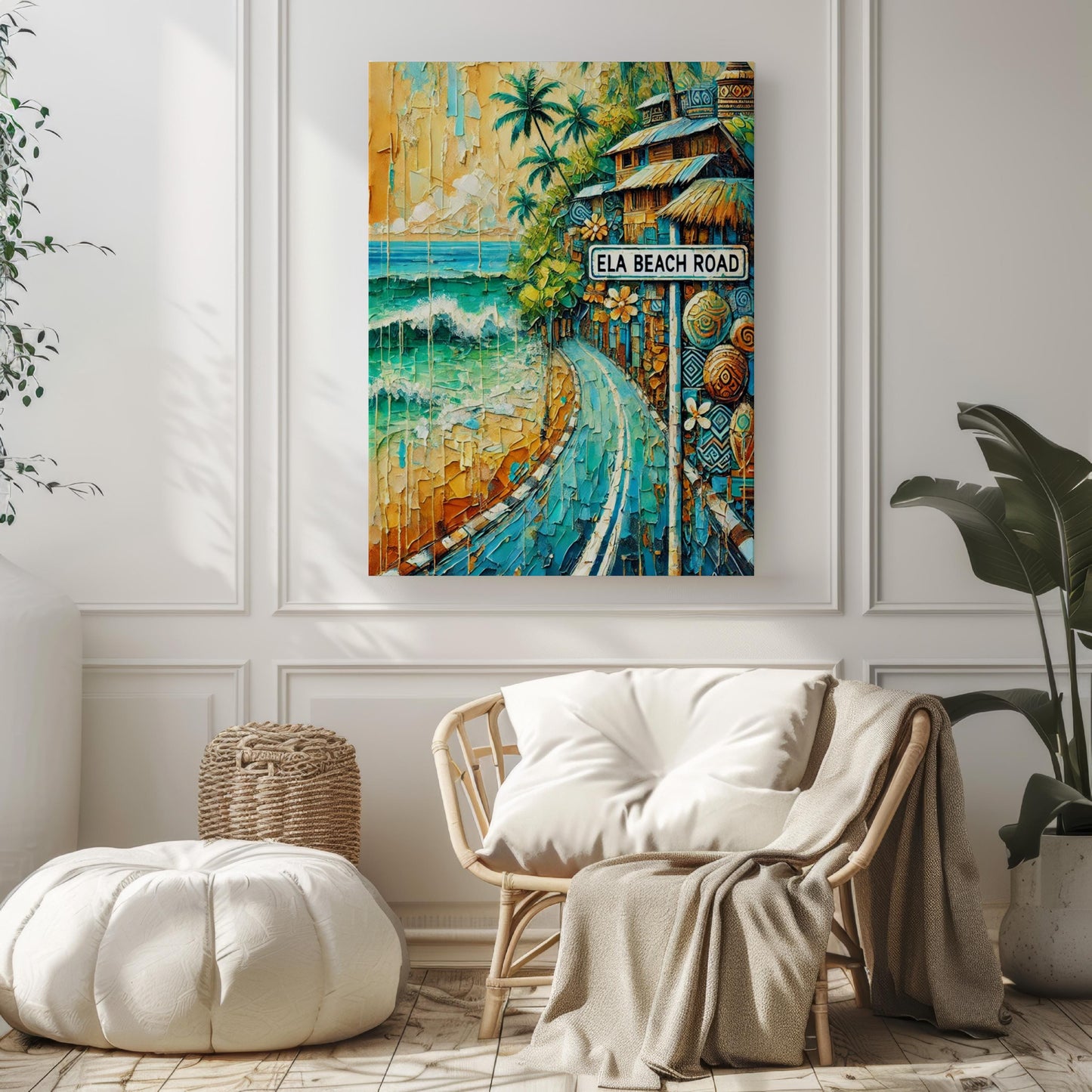 Port Moresby Ela Beach Road Wall Art, Papua New Guinea Travel Poster, Beach Scene Street Sign Decor, Tropical Oceanfront Home Gift