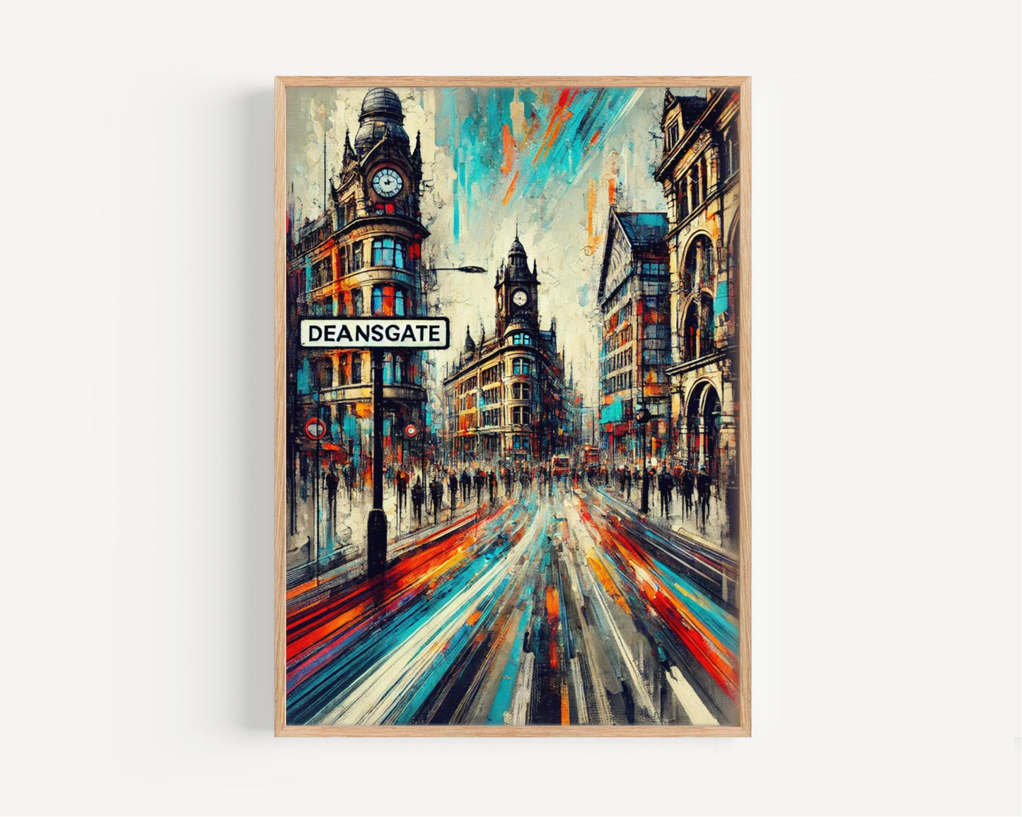 Deansgate Wall Art Print - Manchester Travel Poster, UK Souvenir & Housewarming Gift, Cityscape Home Decor