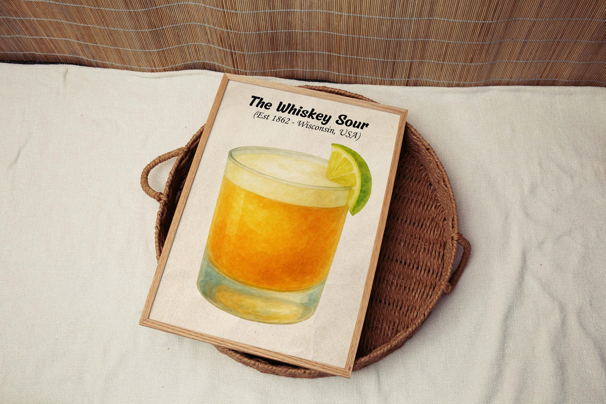 Whiskey Sour Cocktail Vintage Print