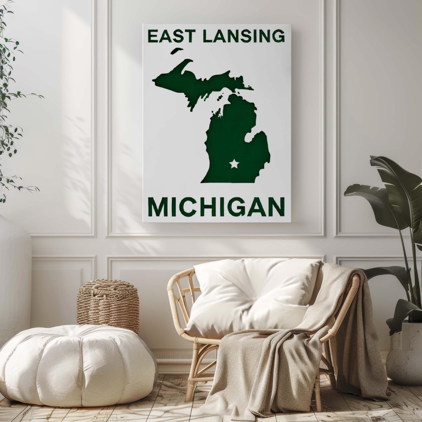 East Lansing Print - Michigan Wall Art, Travel Decor, College Housewarming Gift, East Lansing Home Decor, MI Map Art, Unique Michigan Gift