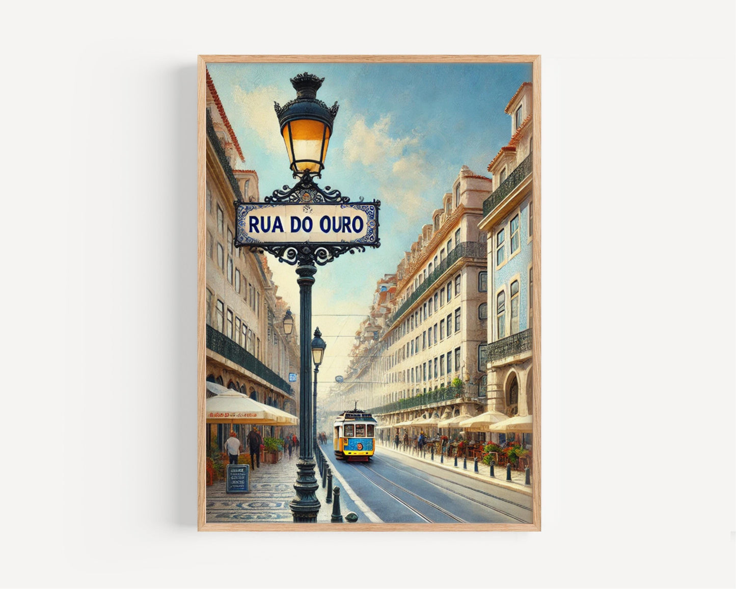 Portugal Rua do Ouro Wall Art - Lisbon Travel Print & Poster, Housewarming Gift, Portugal Souvenir, Lisbon City Map Decor, Travel Home Art