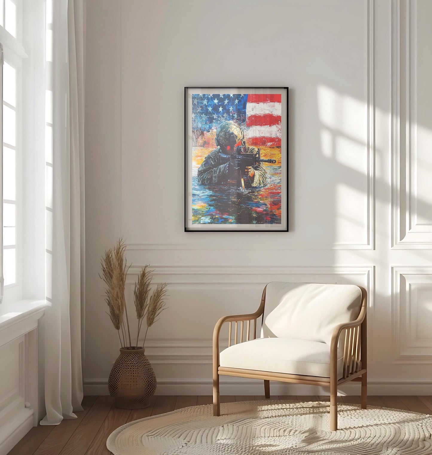 American Sniper Art Print | Abstract Patriotic USA Wall Art | United States Independence Poster for Home Decor