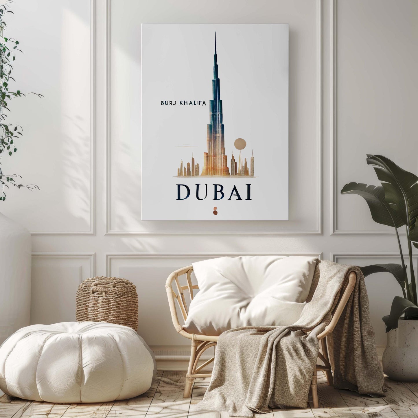 Burj Khalifa Print Wall Art - Dubai Travel Decor, Modern Home & College Gift, Housewarming And Office Poster, UAE Skyline Illustration