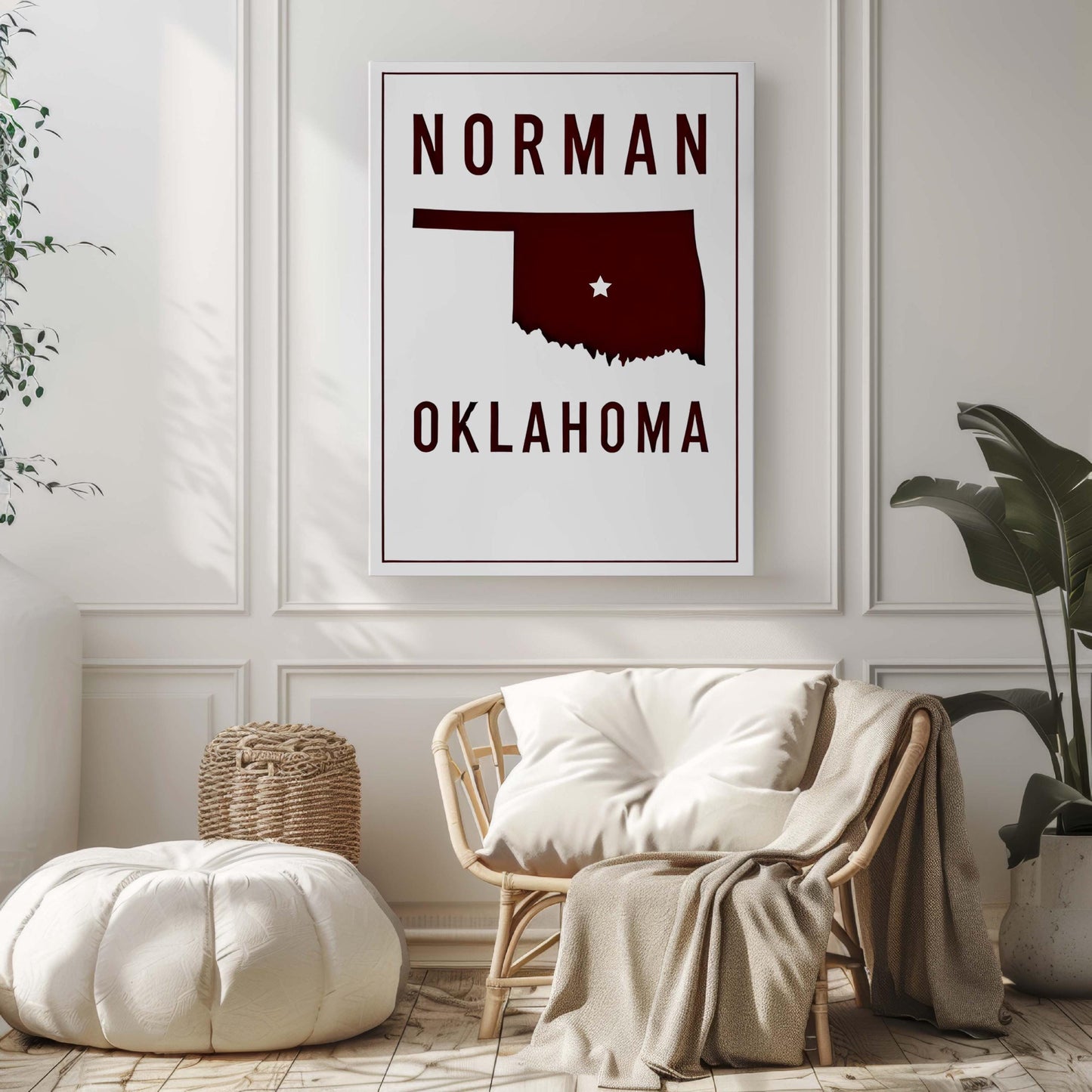 Norman Print - Oklahoma Wall Art Travel Decor, College & Housewarming Gift, Unique OK Artwork for Home or Office