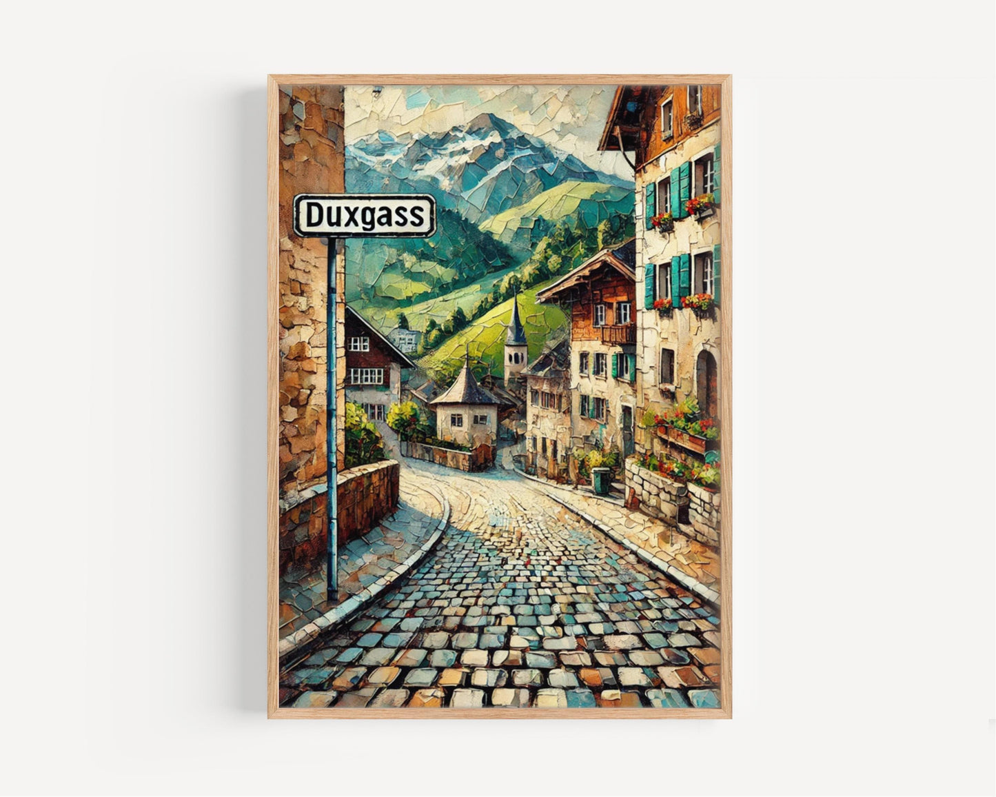 Liechtenstein Wall Art | Duxgass Vaduz Print | European Travel Souvenir | Alpine Street Scene | Home Decor, Gift, Travel Poster