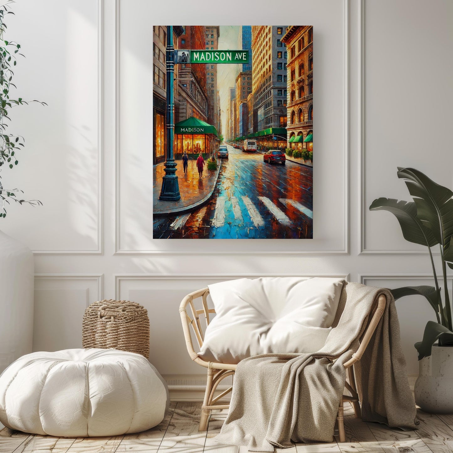 Manhattan Madison Ave Wall Art, New York Travel Print & Poster, Manhattan Artwork, Housewarming Gift, NYC Decor, Modern Cityscape Print
