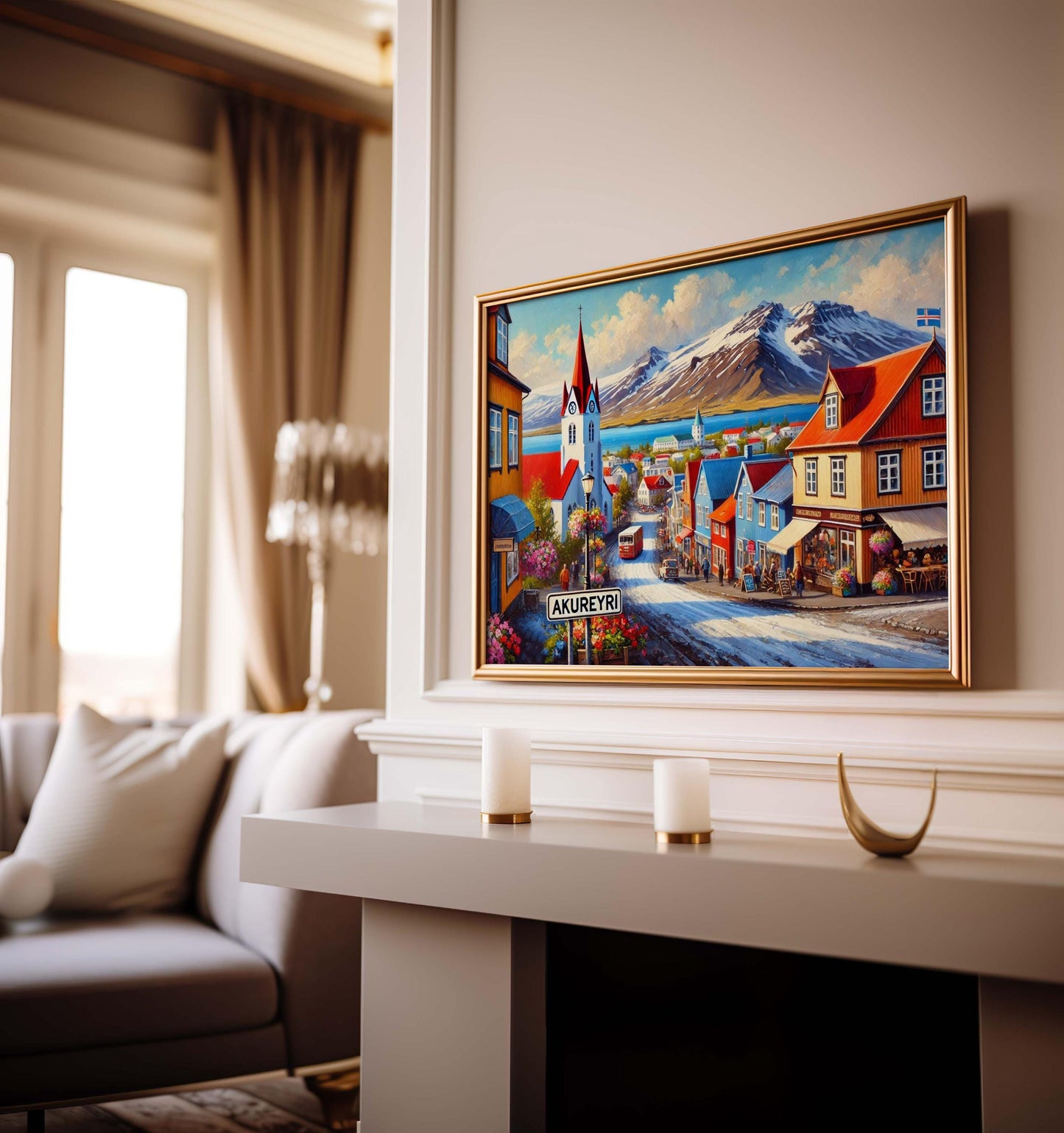 Akureyri Art Print - Iceland City Wall Art, Travel Poster, European Home Decor, Housewarming Gift, Akureyri Travel Print