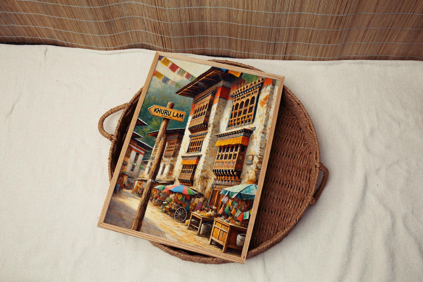 Khuru Lam Wall Art | Punakha Bhutan Street Sign Print | Travel Souvenir and Gift | Scenic Landscape Home Decor | Personalized Travel Poster