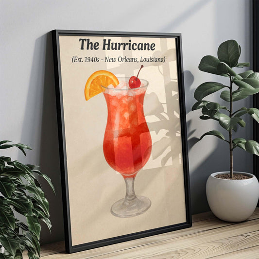 Vintage Hurricane Cocktail Print: New Orleans Bar Art