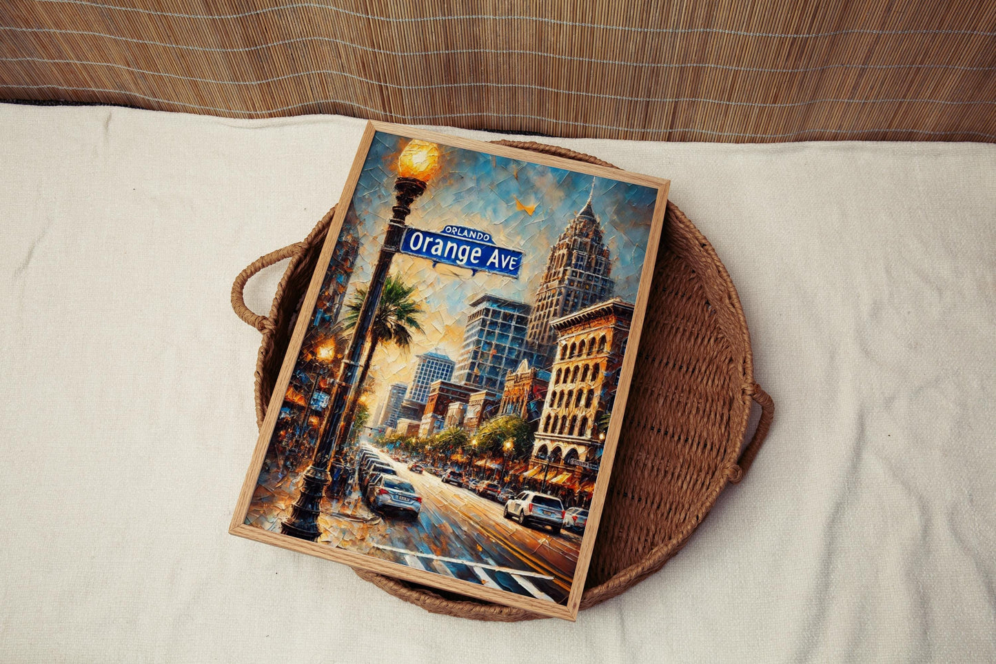 Wall Art Orange Ave Print - Orlando Florida Travel Poster, Florida Gift, Housewarming Decor, Modern City Map Artwork