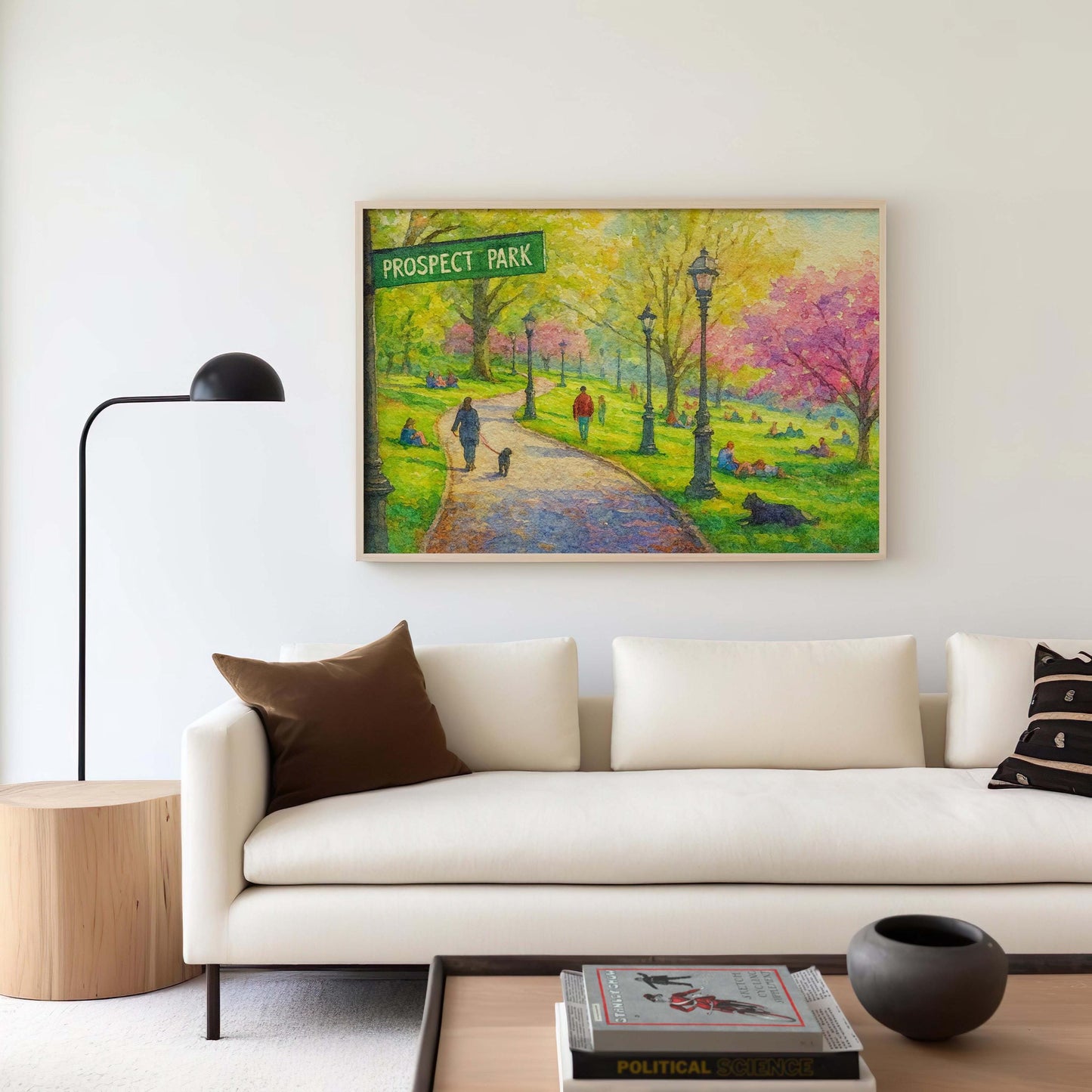 Prospect Park Brooklyn Wall Art | Landscape Painting of Prospect Park with Trees, Path, and Park Visitors | Gift for Nature Lovers