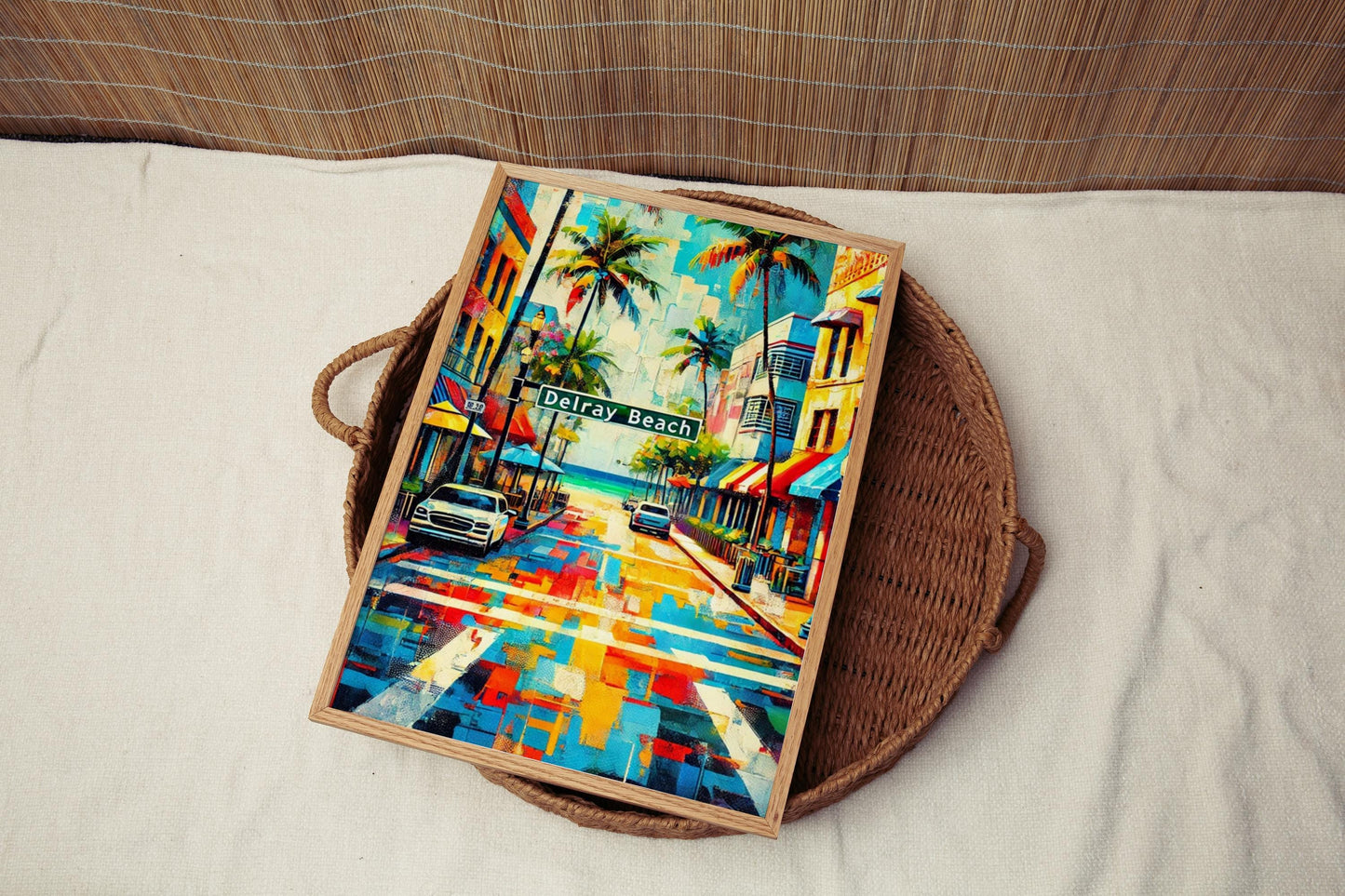Florida Delray Beach Wall Art Print - Travel Poster, Florida Gift & Housewarming Decor, America Coastal Beach Art for Home or Office