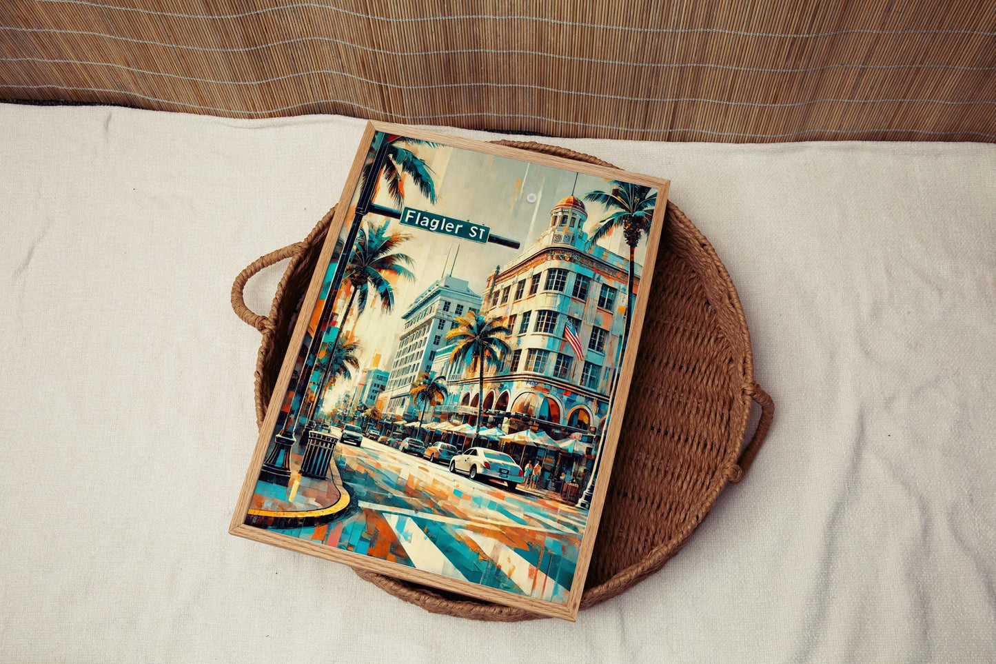 Flagler St Print Miami Wall Art Coastal Florida Travel Poster Beach Decor Housewarming Gift FL Coastal Travel Art