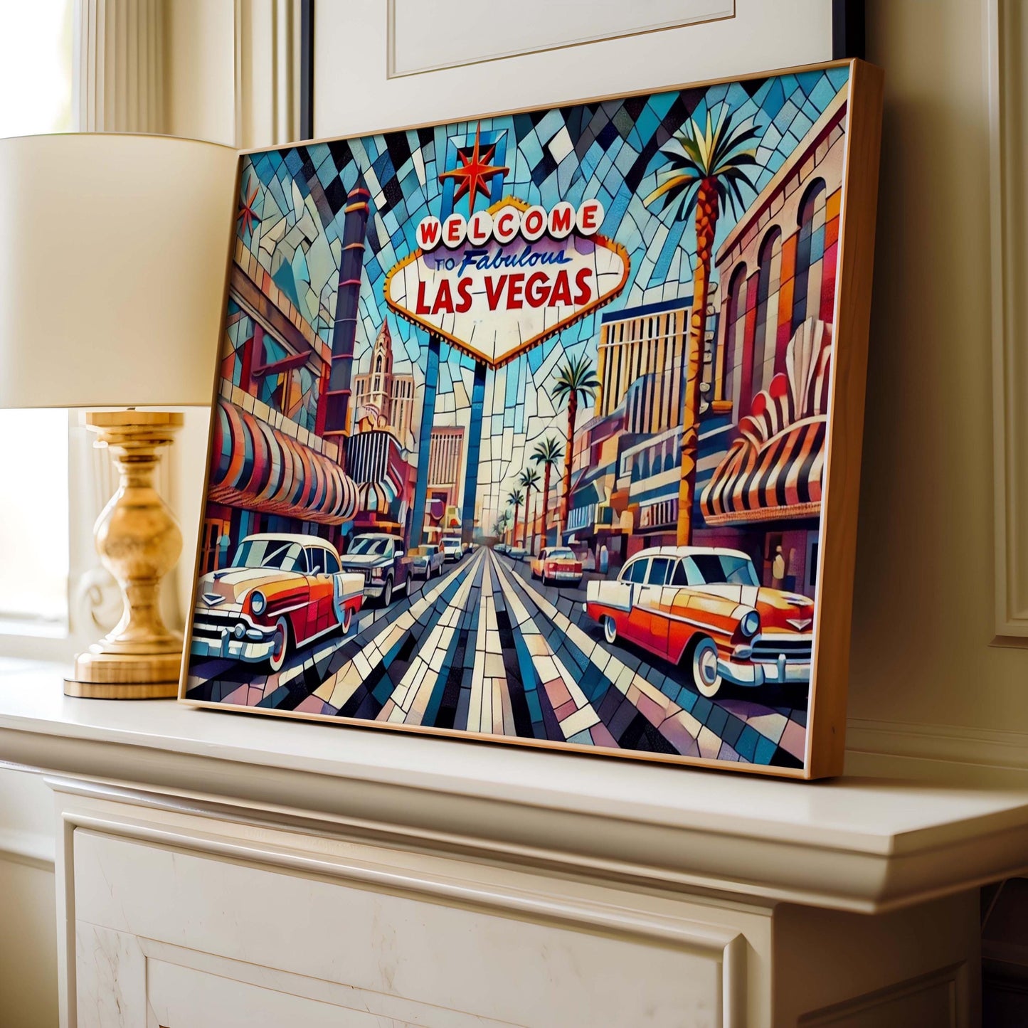 Las Vegas Wall Art Cubism Print - Vegas Strip Travel Poster, Nevada Gift, Housewarming Decor, Modern Geometric Travel Print