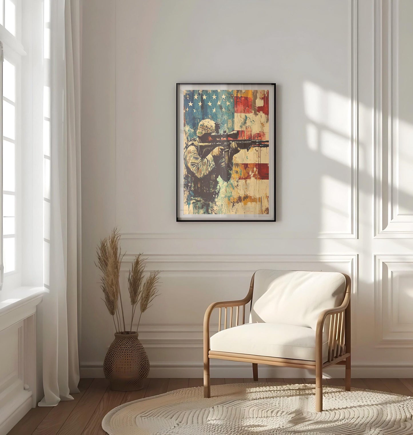 American Sniper Art | Abstract Patriotic USA Wall Art | United States Independence Poster for Home Decor