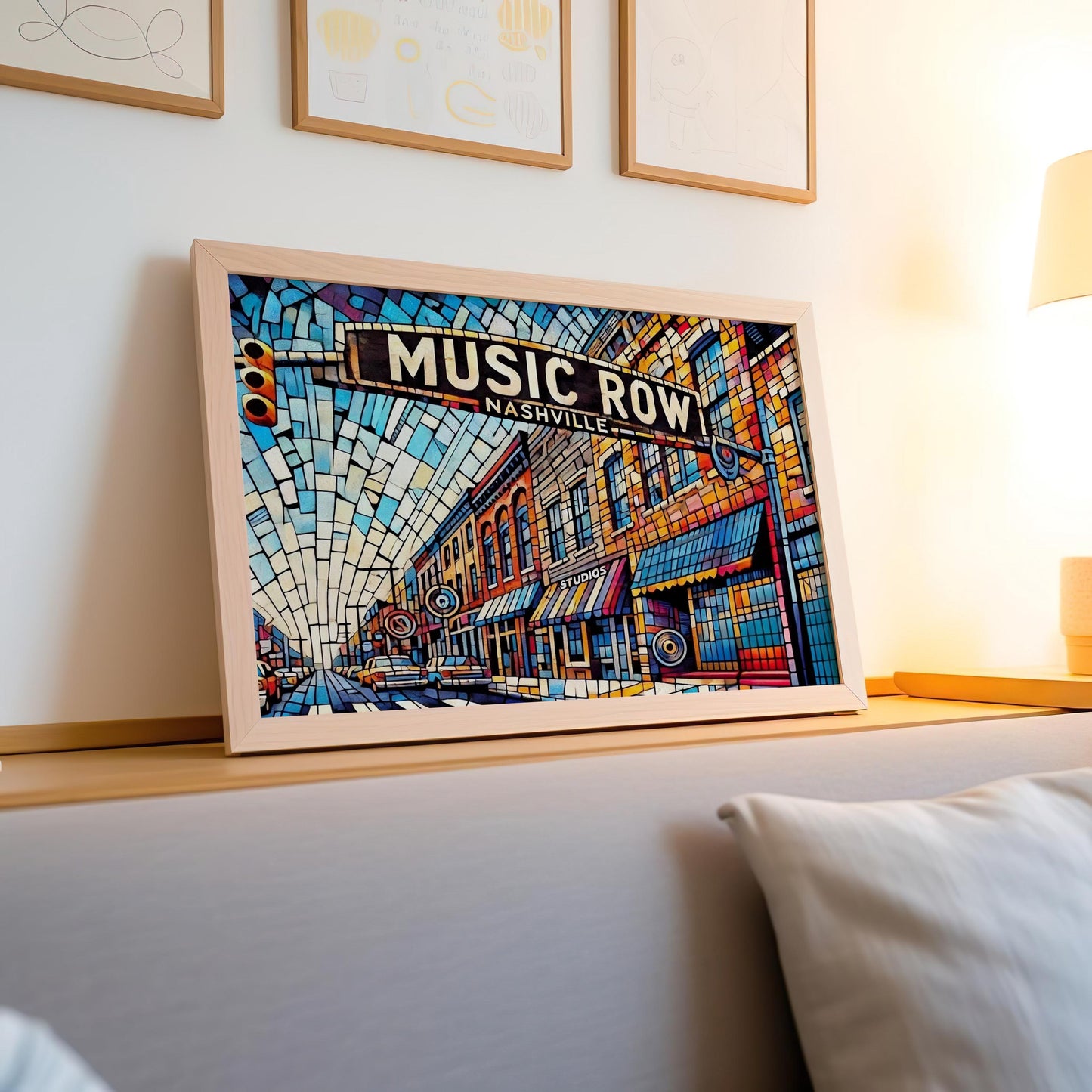 Music Row Wall Art, Nashville Cubism Print, Tennessee Cubism Art, Street Gift, Travel Print, Travel Poster, Housewarming Gift