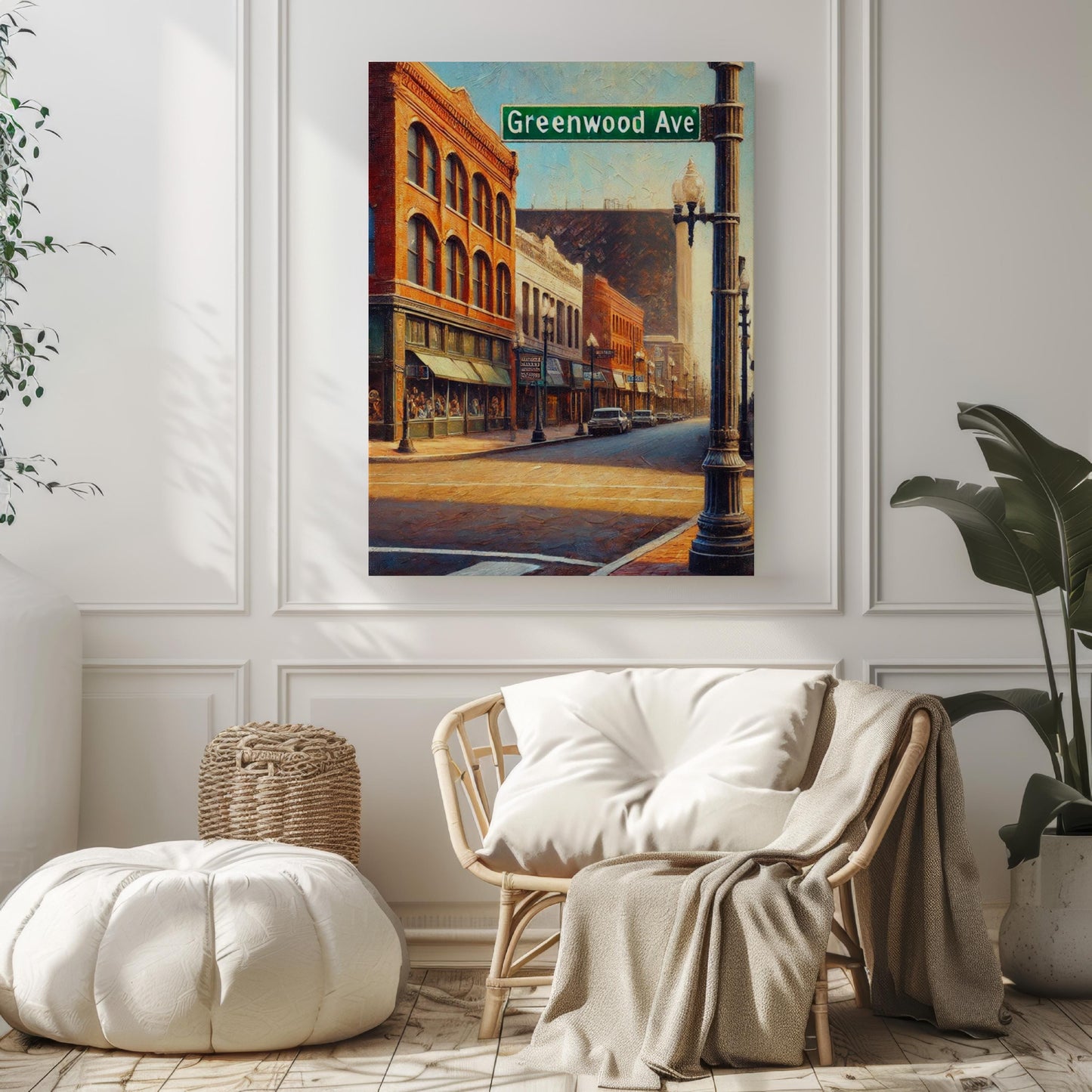 Greenwood Ave Wall Art Print - Tulsa Oklahoma Travel Poster, Housewarming Gift, Tulsa Art Decor, Oklahoma Cityscape, Travel Wall Decor