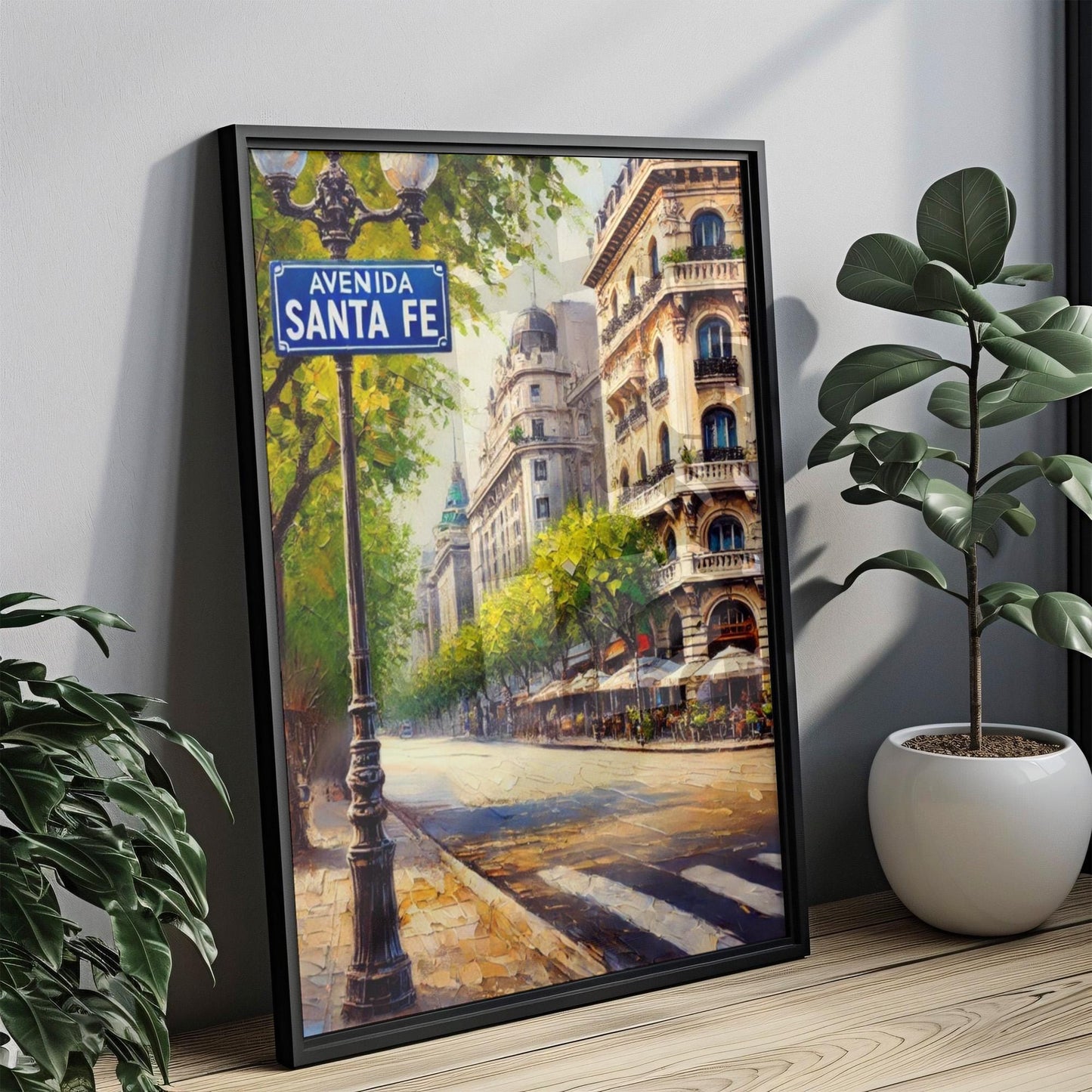 Avenida Santa Fe Wall Art Print – Buenos Aires Travel Poster, Argentina Gift, Modern Cityscape Home Decor
