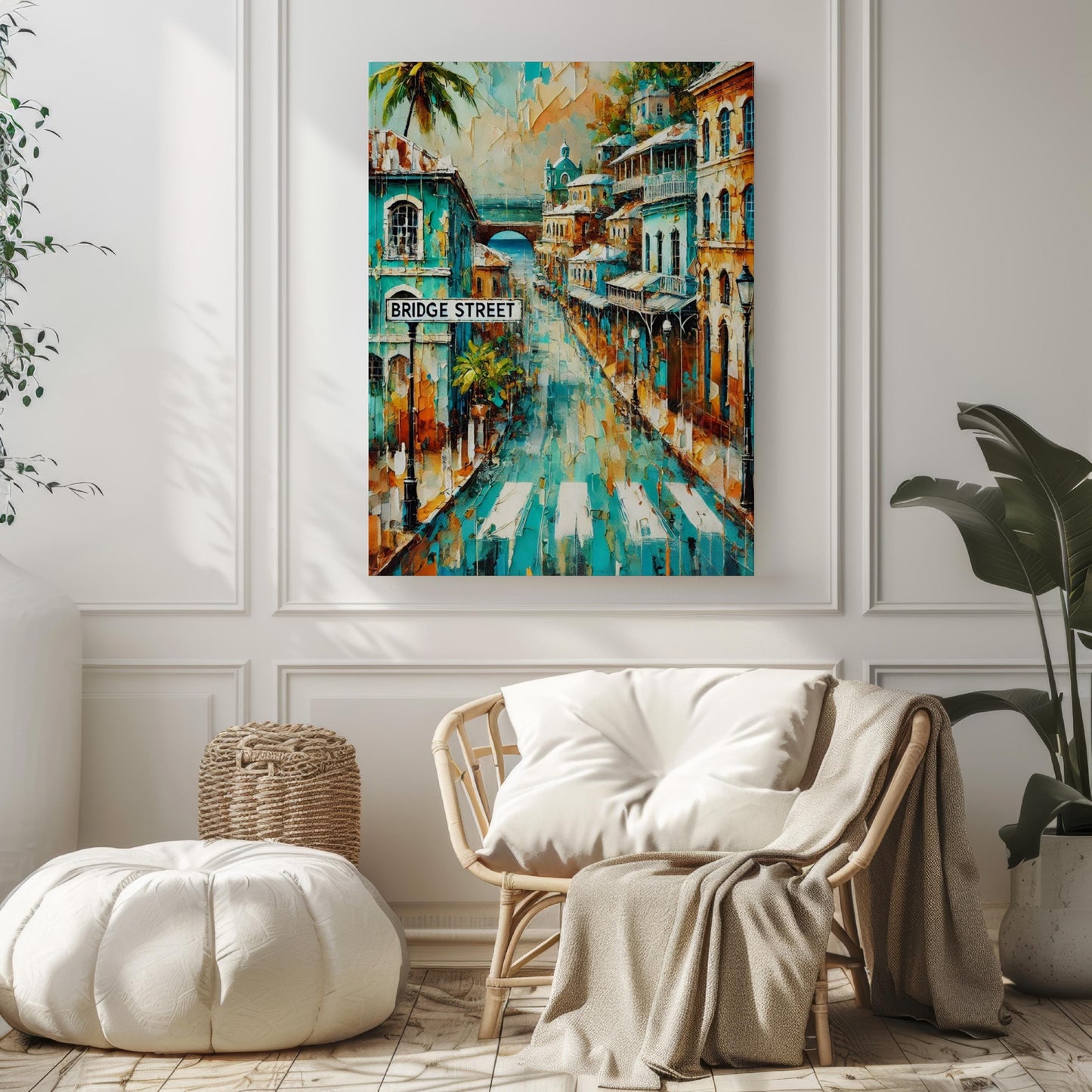 Saint Lucia art, Bridge Street wall decor, Castries print, Caribbean island art, travel souvenir, home decor, vibrant street art, travel art