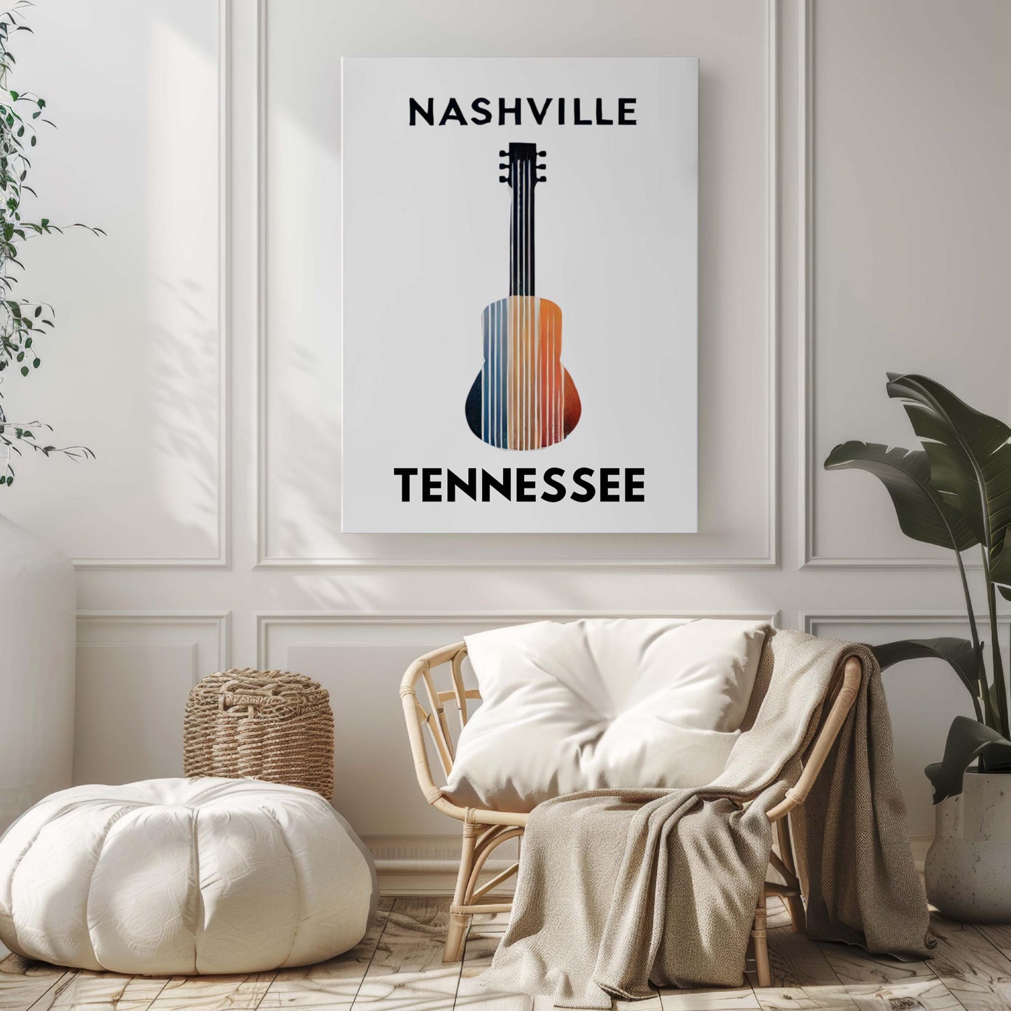 Nashville Print Wall Art - Tennessee Travel Decor, Housewarming & College Gift, TN Home Decoration, Nashville Map Poster