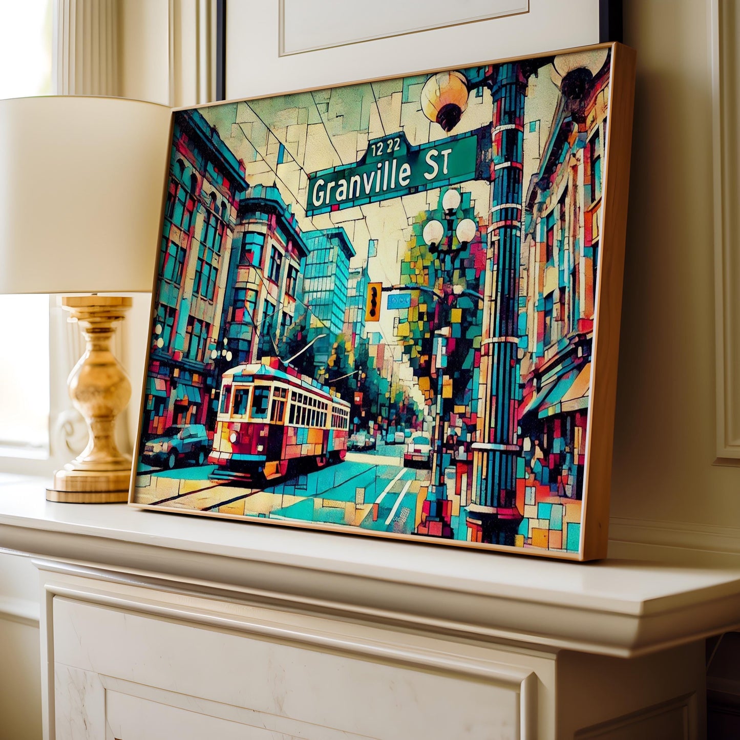 Granville St Wall Art Print - Vancouver Travel Poster, Canada Gift, Housewarming Decor, Canadian Cityscape Illustration