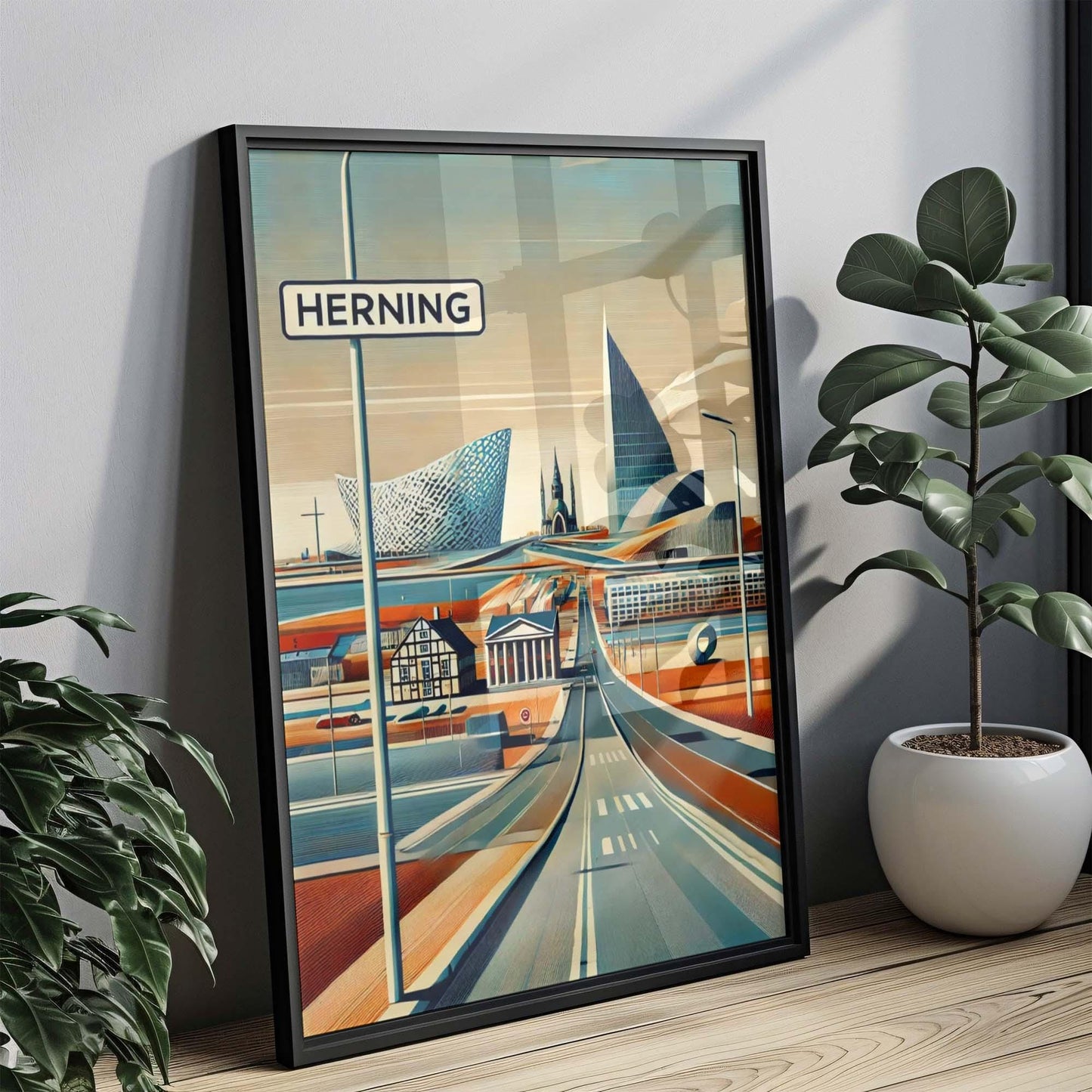 Herning Art Print - Denmark Travel Poster & Wall Art, European City Gift, Housewarming Decor, Scandinavian Home Accent