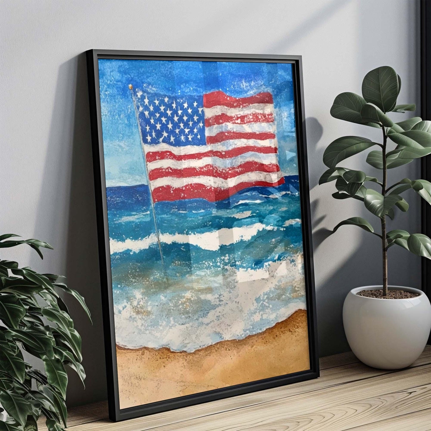 USA Beach Wall Art Patriotic Summer Home Decor Poster for Beach House | United States Art Print