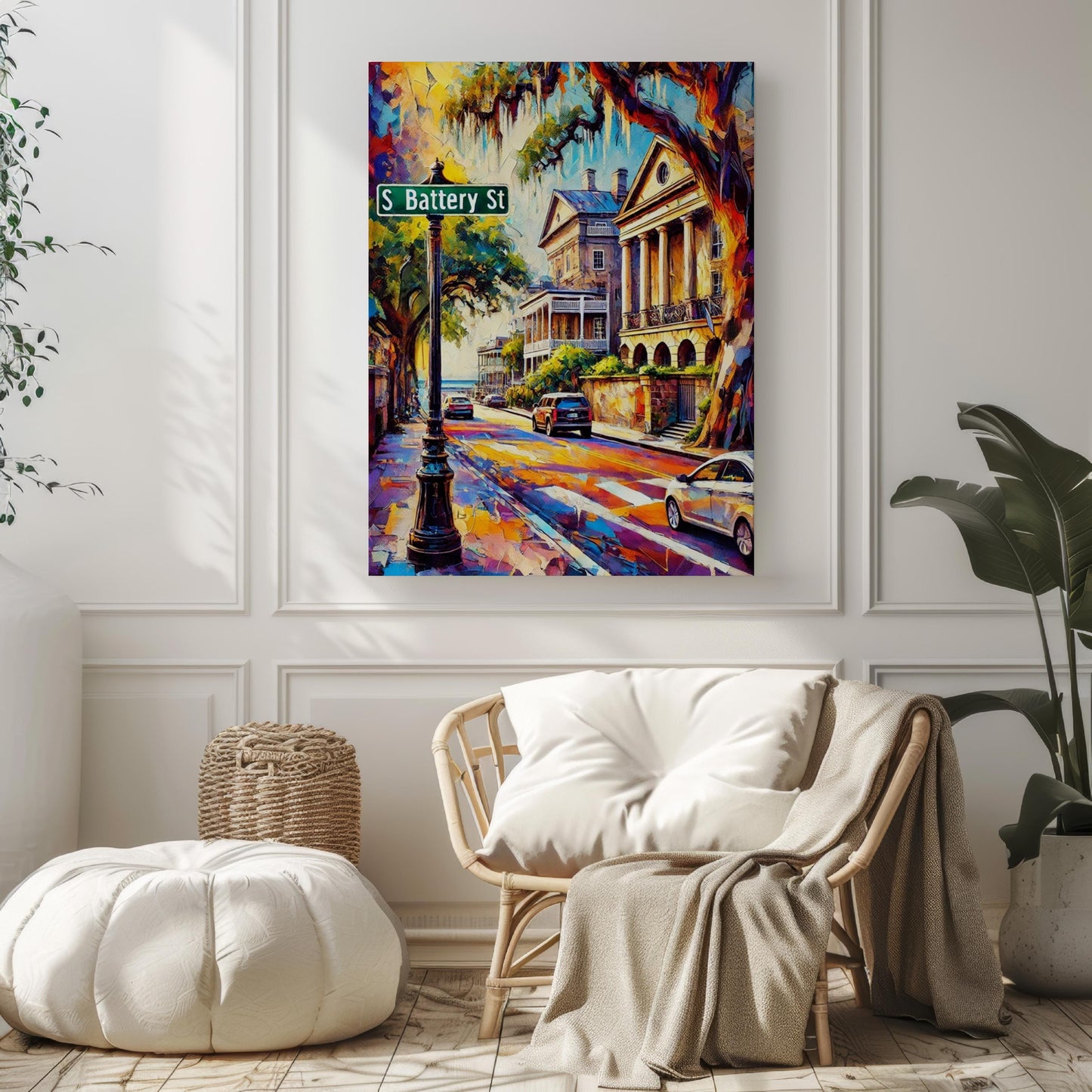 Charleston S Battery Wall Art Print - South Carolina Travel Poster Gift, Charleston Street Map, Coastal Home Decor