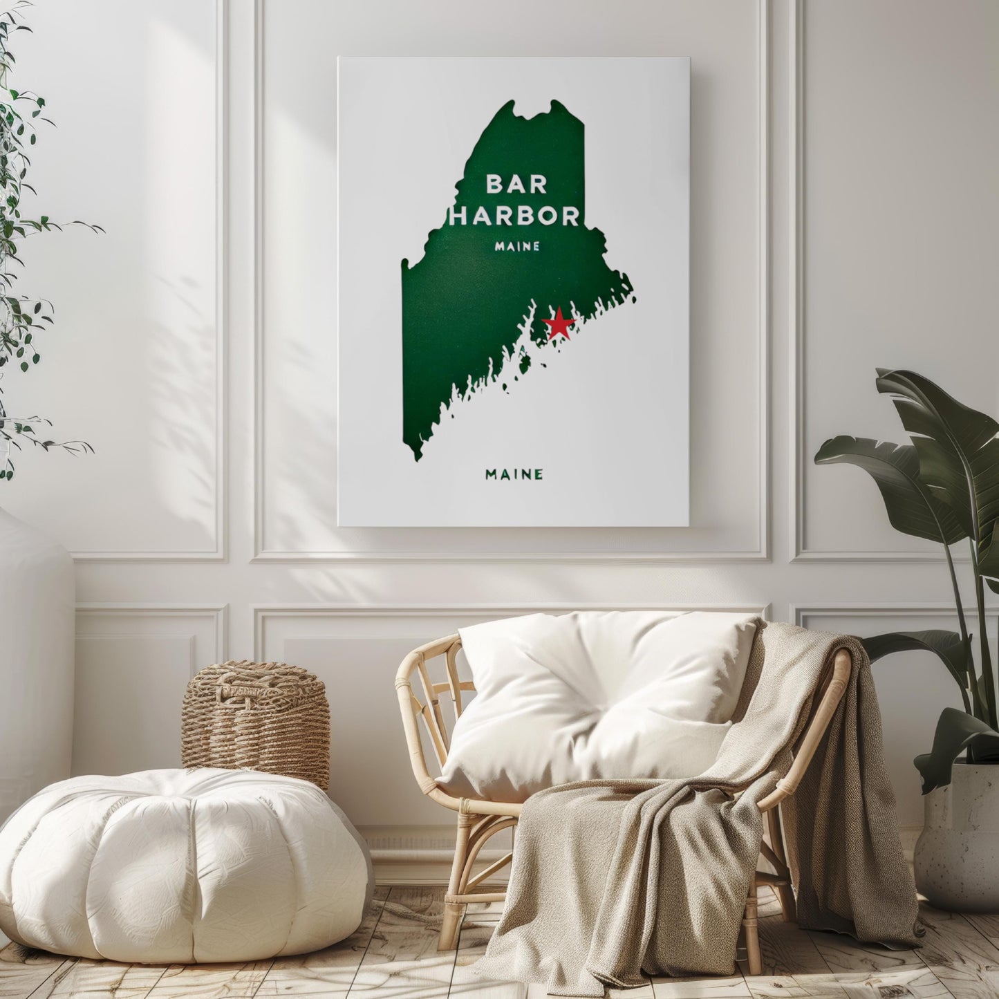 Maine Bar Harbor Wall Art Print, Travel Decor, Housewarming & College Gift, Coastal Home Decoration, Maine Map Art, Rustic Cabin Poster